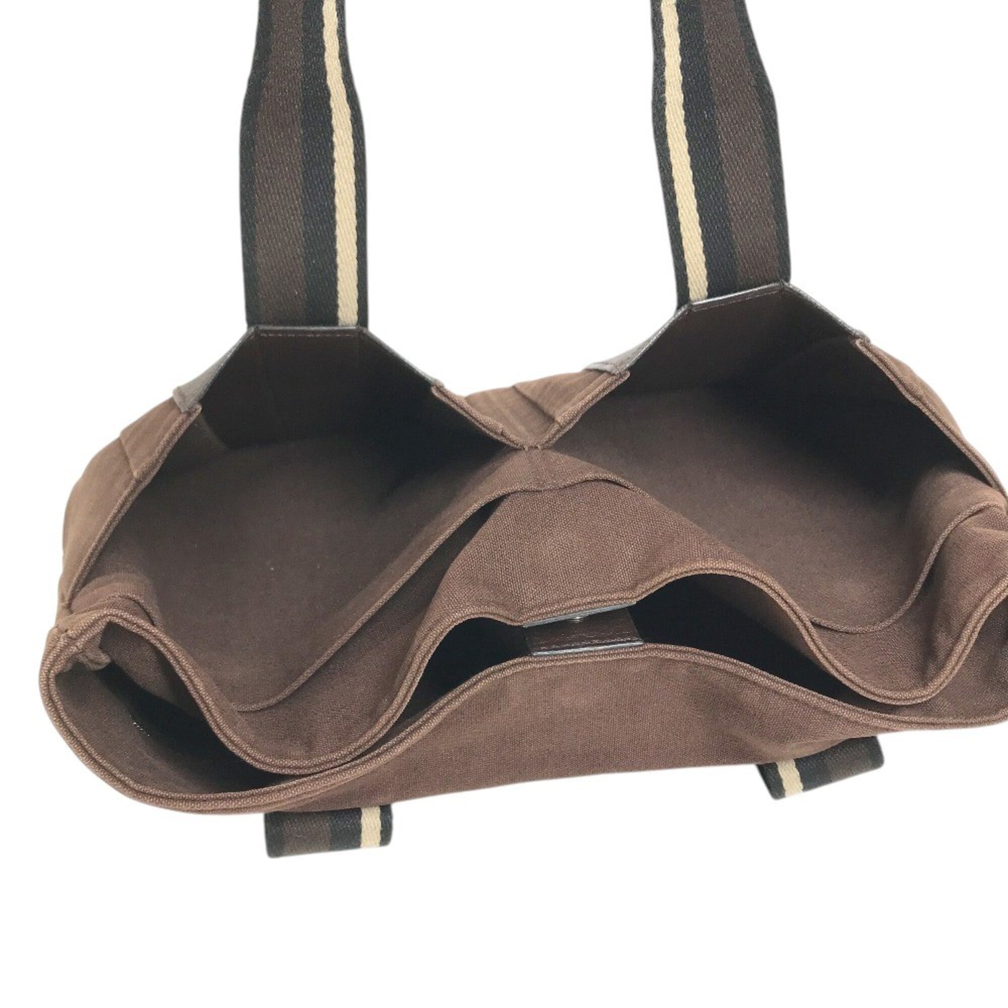 Hermes Brown Canvas Handbag Shoulder Bag Tote Bag (Pre-Owned)