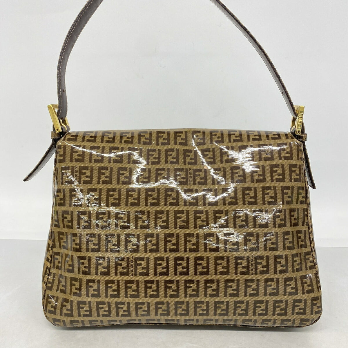 Fendi Brown Coated Canvas Handbag (Pre-Owned)