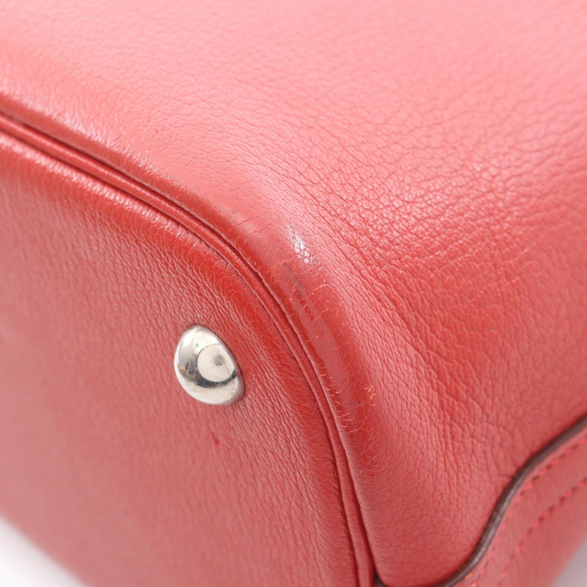 Hermes Red Color Rouge Garance Chevre Leather Handbag (Pre-Owned)