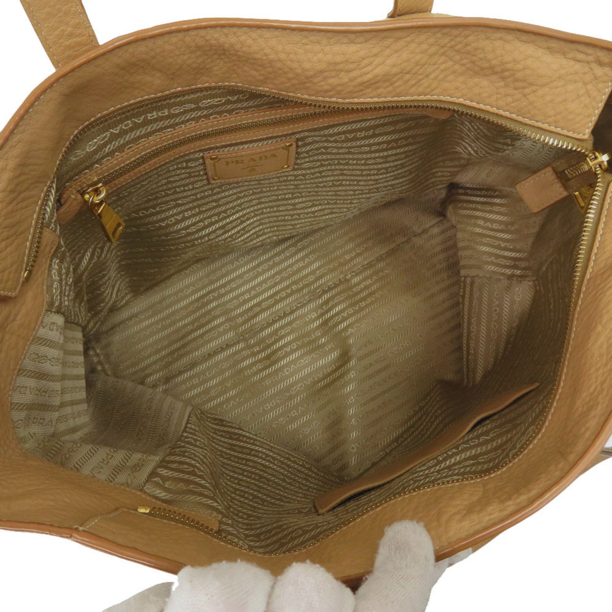 Prada Brown Leather Shoulder Bag Tote Bag (Pre-Owned)