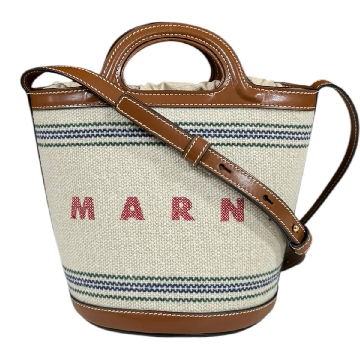 Marni Brown Canvas Leather Shoulder Bag (Pre-Owned)
