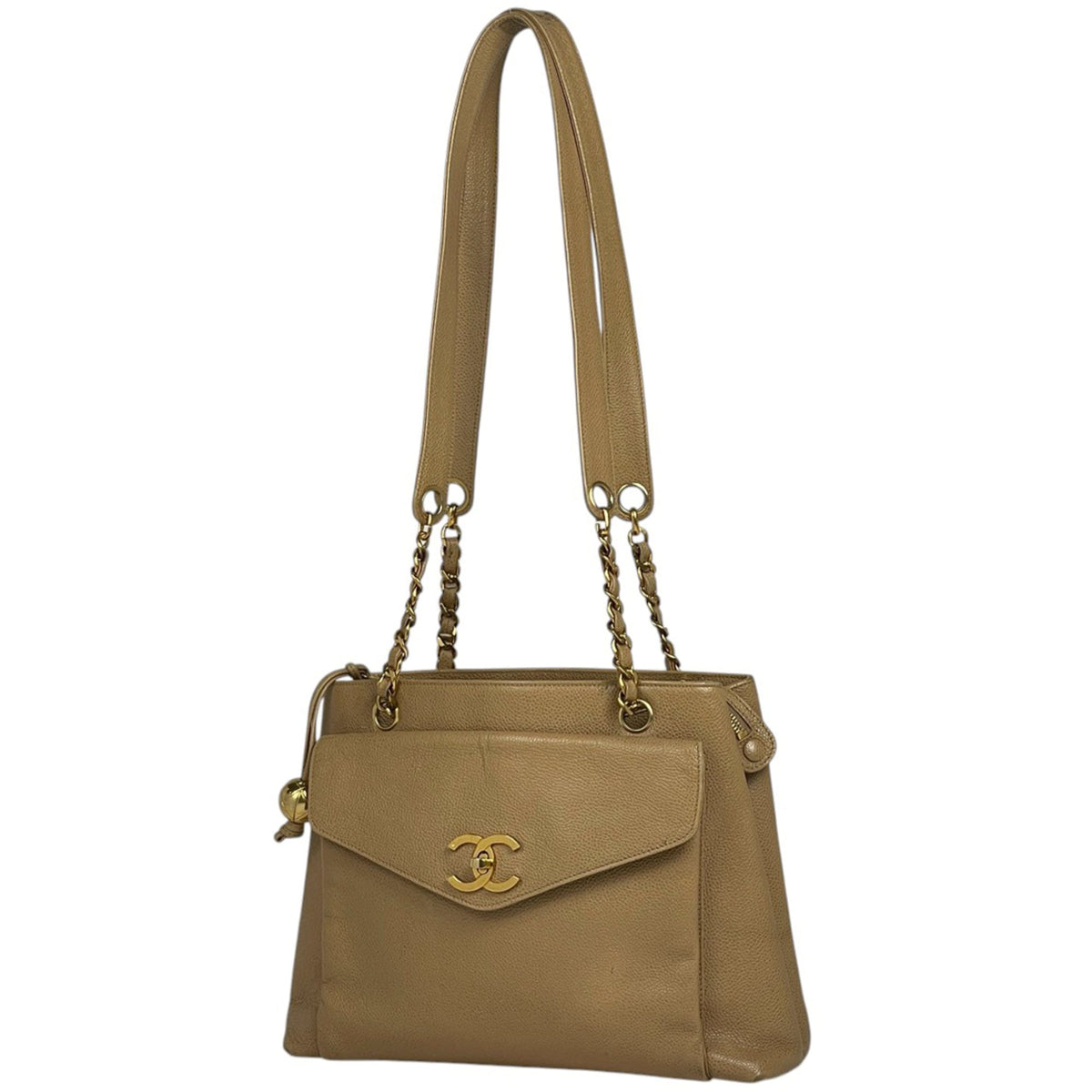 Chanel Beige Grained Calfskin Tote Bag (Pre-Owned)