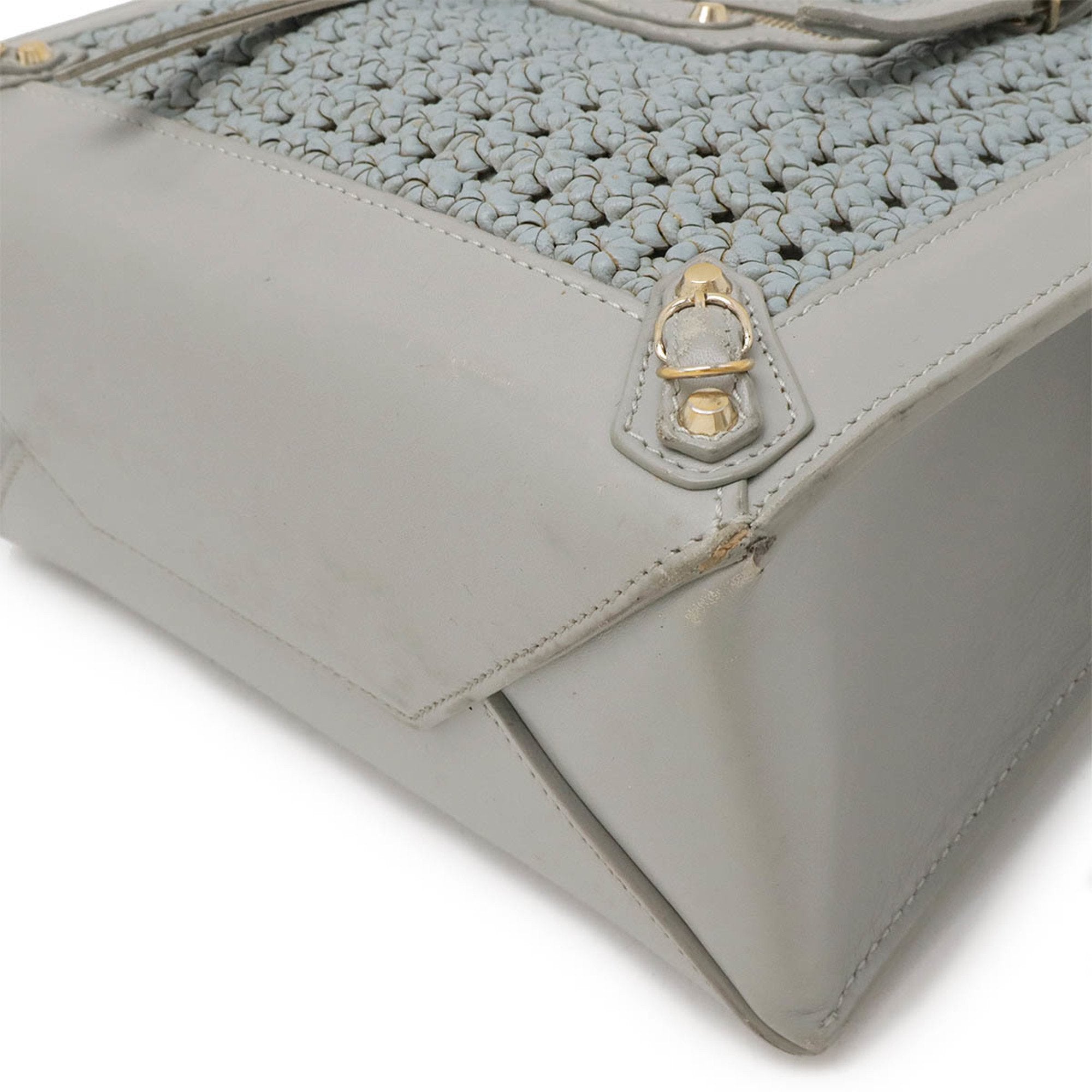 Balenciaga Paper Light Blue Gray Paper Handbag Shoulder Bag (Pre-Owned)