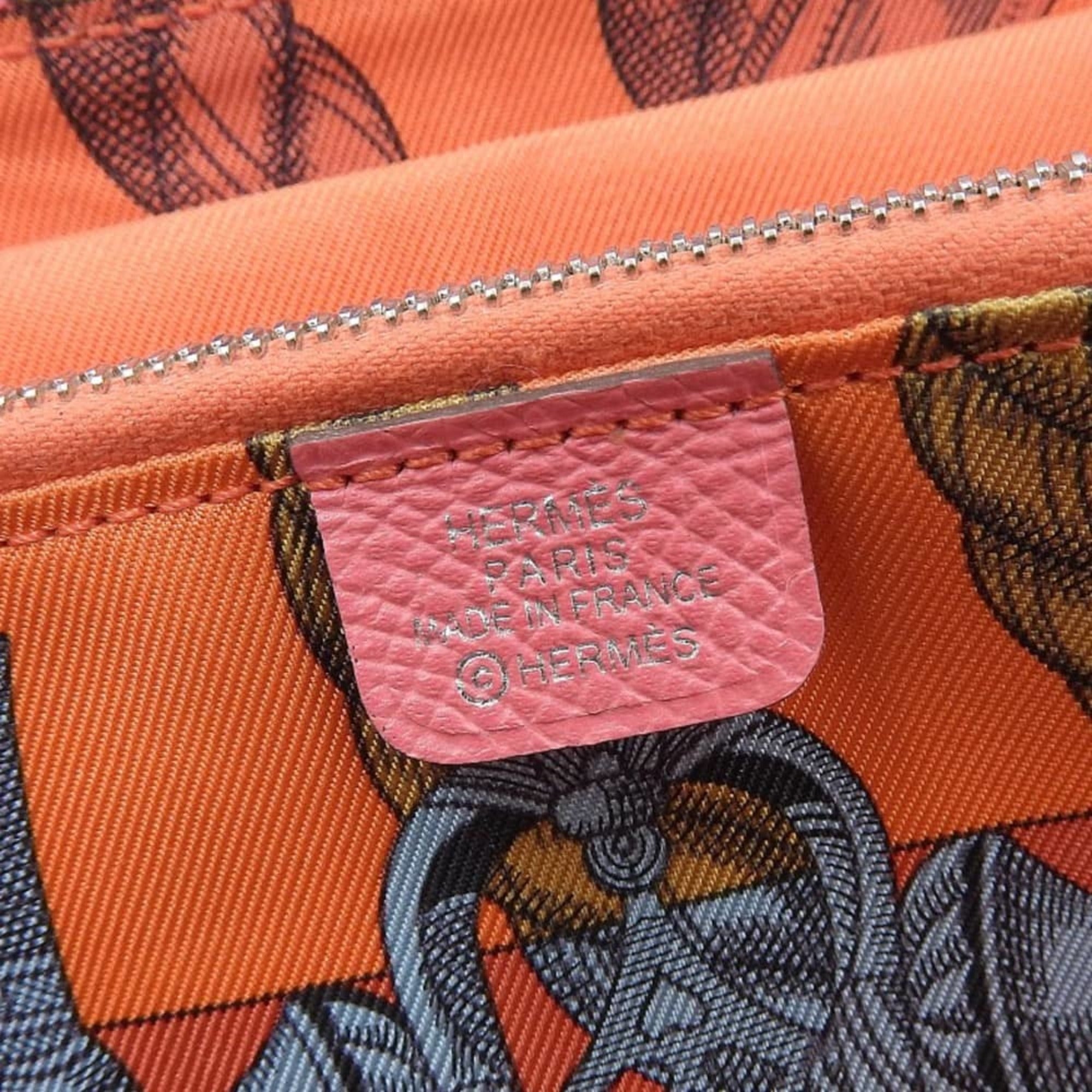 Hermes Silk'in Pink Rose Azalee Epsom Leather Long Wallet (Bi-Fold) (Pre-Owned)