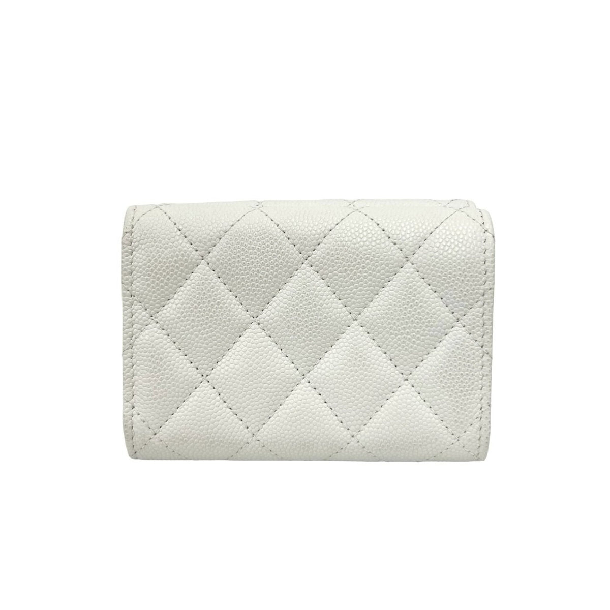 Chanel White Grained Calfskin Wallet (Tri-Fold) (Pre-Owned)