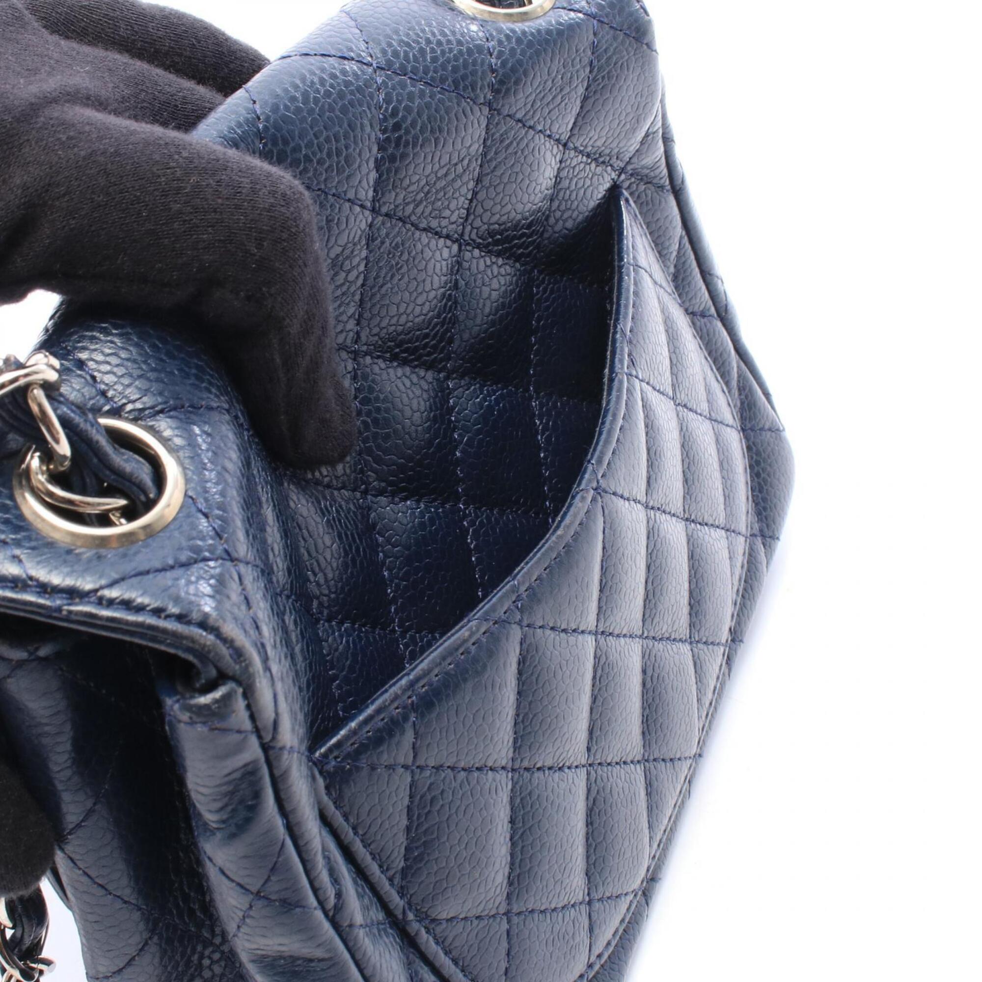 Chanel Navy Grained Calfskin Shoulder Bag (Pre-Owned)