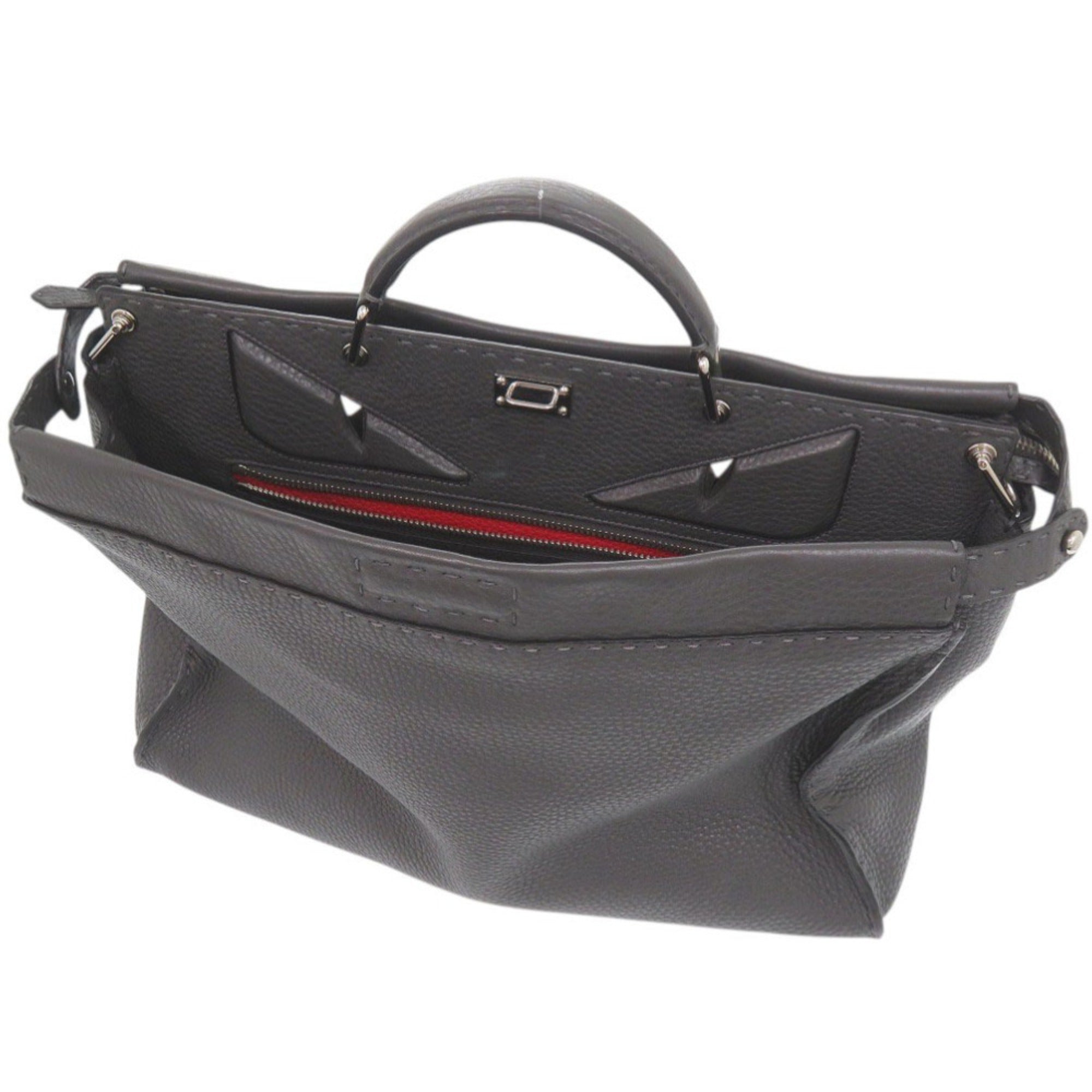 Fendi Gray Leather Handbag (Pre-Owned)