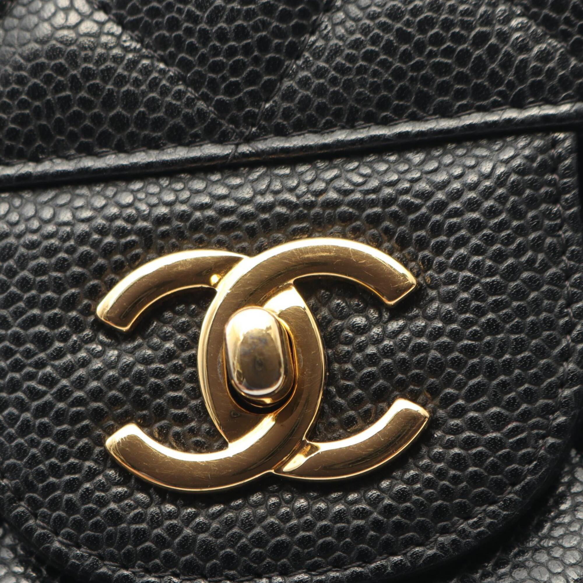 Chanel Black Grained Calfskin Handbag Shoulder Bag (Pre-Owned)