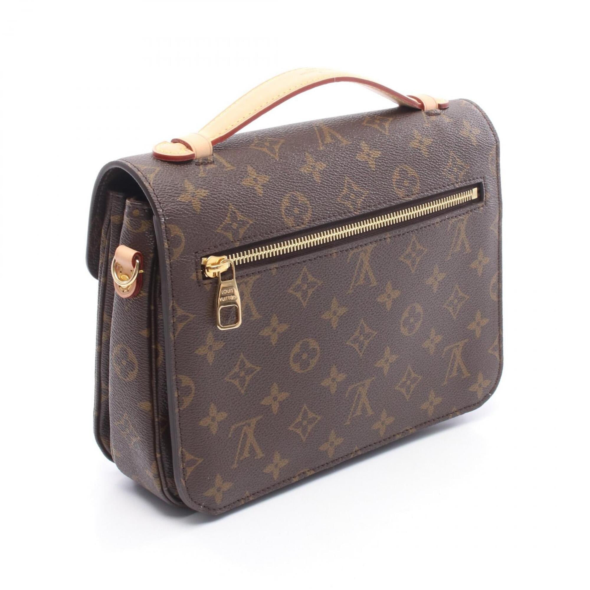 Louis Vuitton Brown Monogram Coated Canvas Leather Handbag Pochette (Pre-Owned)