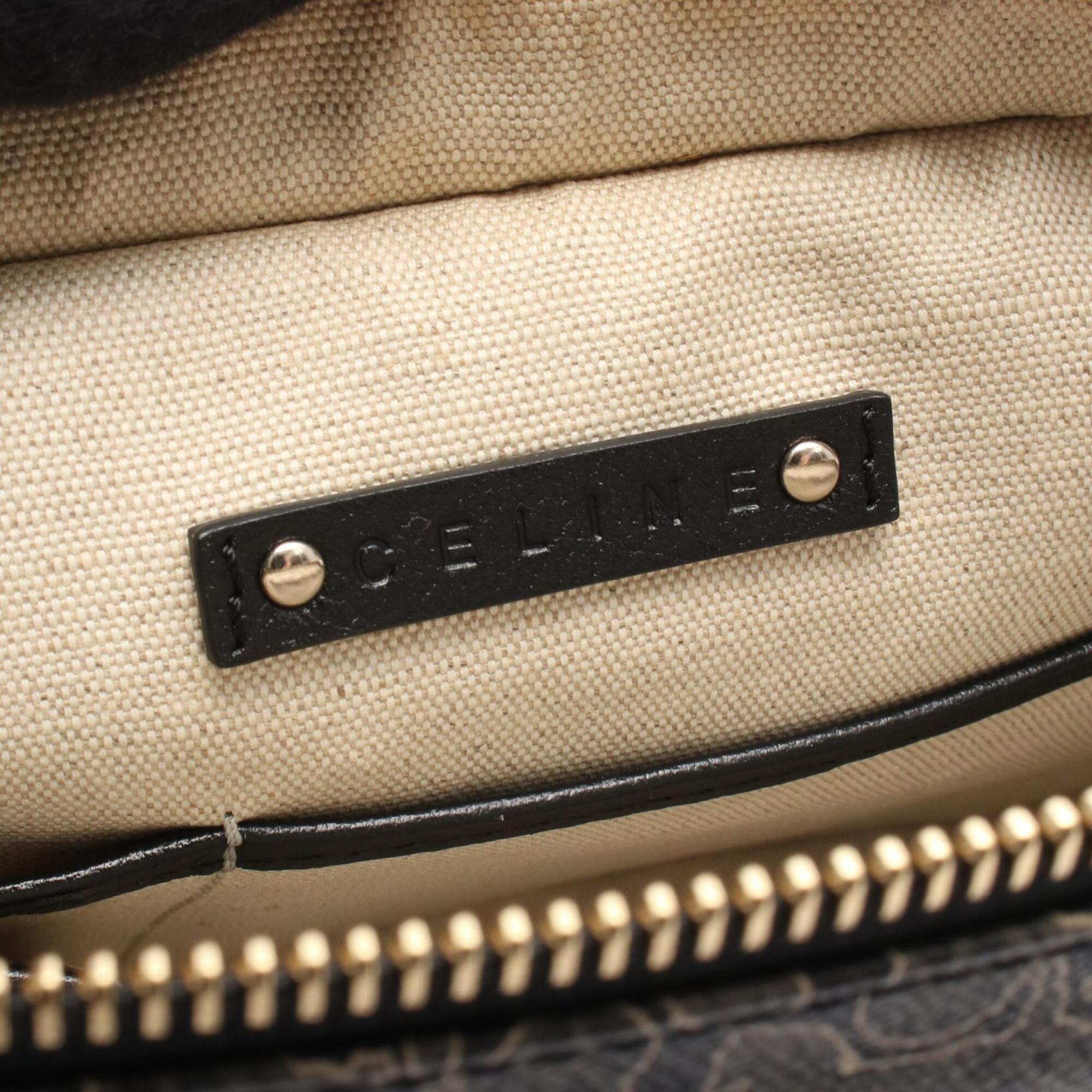 Celine Black Brown Coated Canvas Pvc Leather Handbag Shoulder Bag (Pre-Owned)