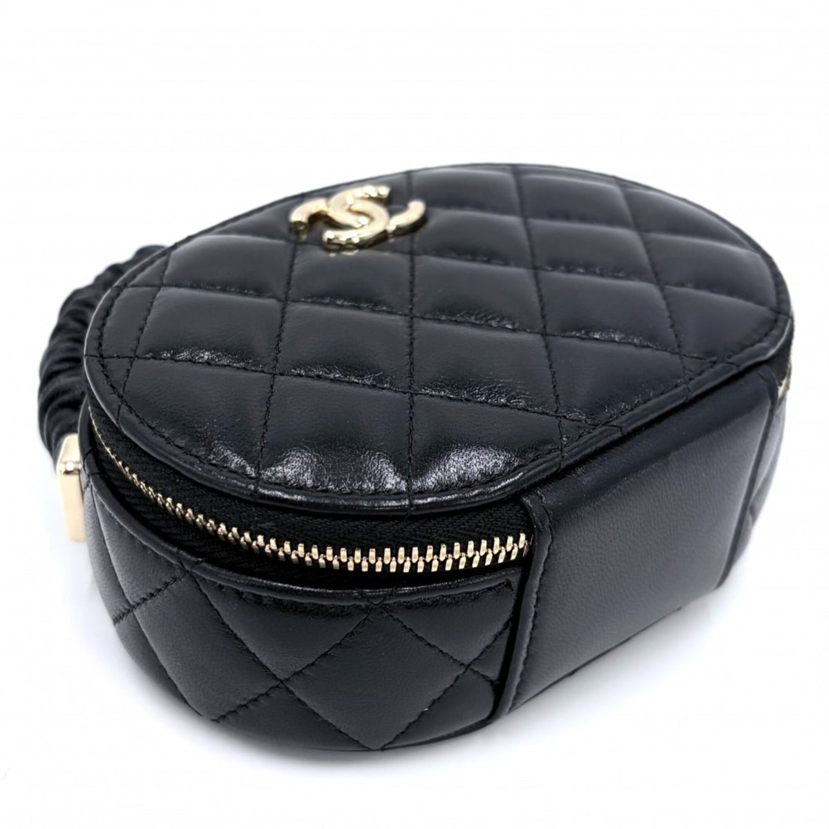 Chanel Matelasse Black Leather Handbag Vanity Bag (Pre-Owned)