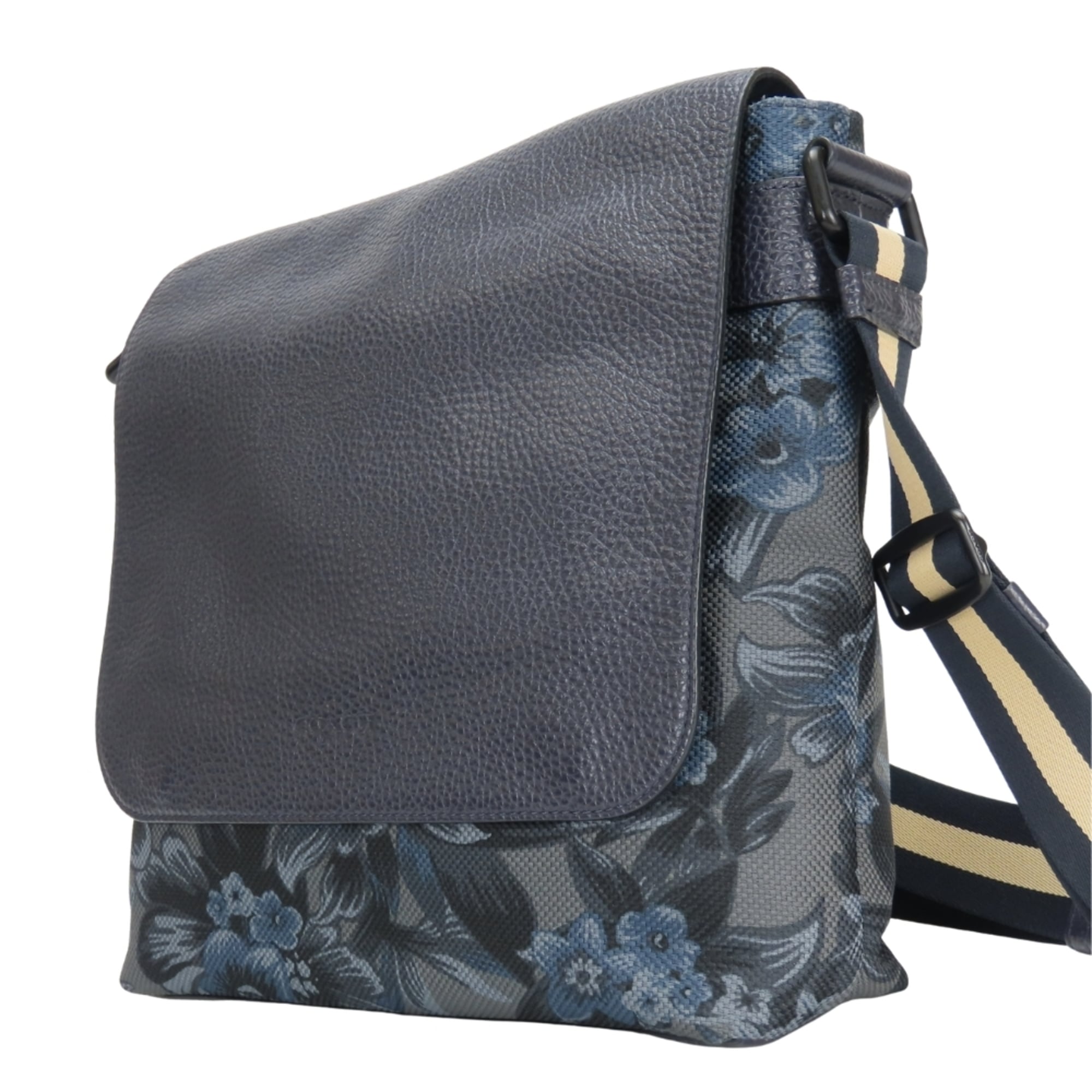 Coach Navy Canvas Leather Shoulder Bag (Pre-Owned)