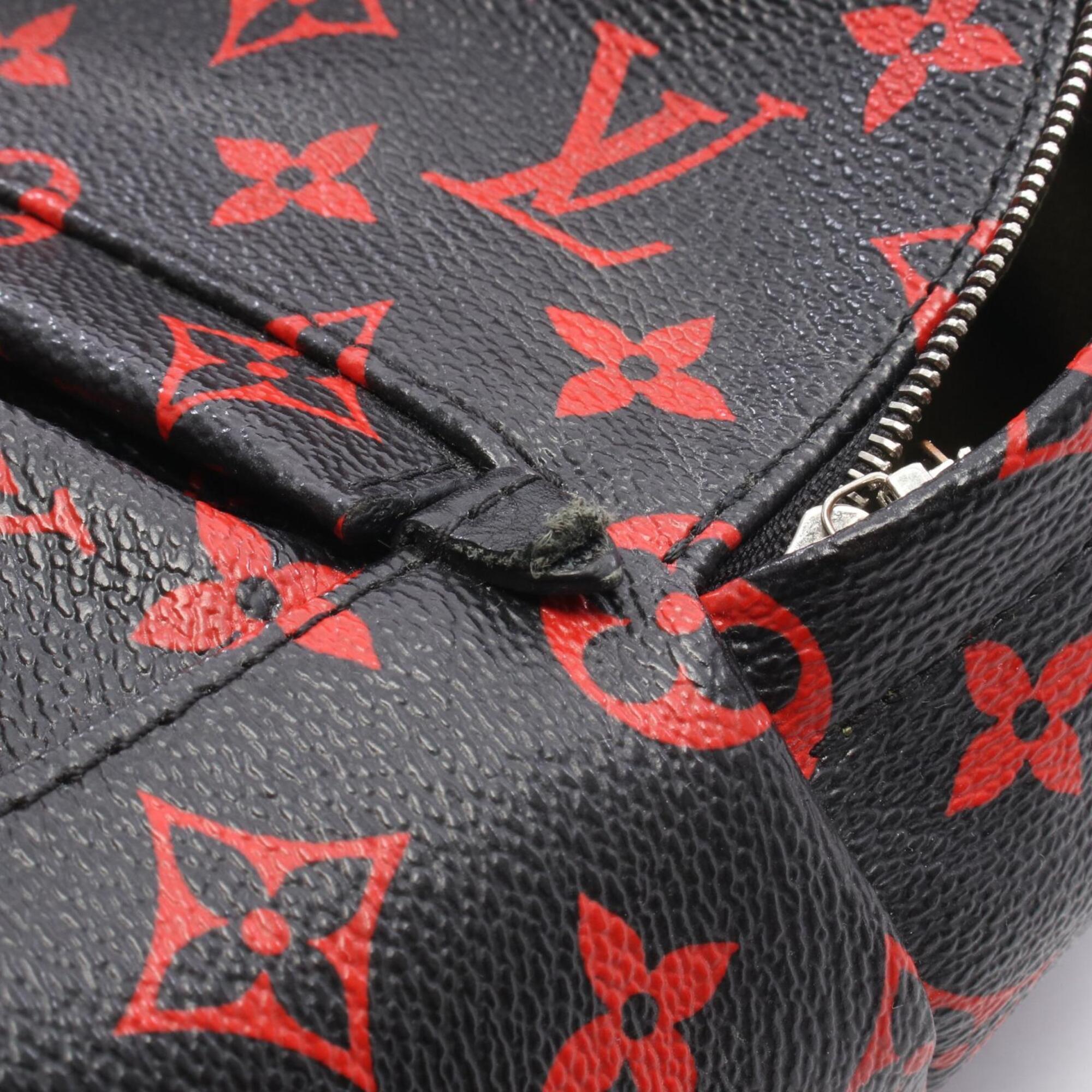 Louis Vuitton Black Red Color Coated Canvas Pvc Leather Backpack Handbag (Pre-Owned)