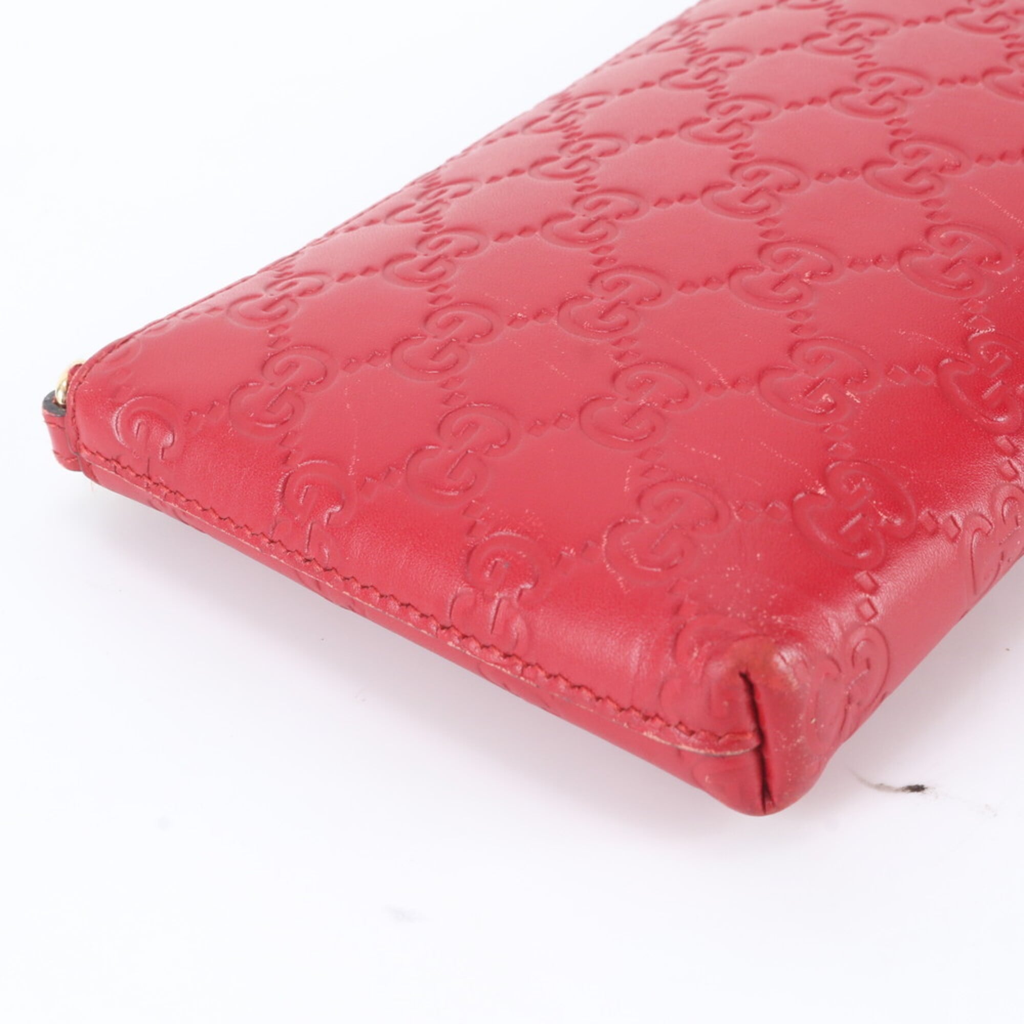 Gucci Red Color Leather Handbag Shoulder Bag (Pre-Owned)