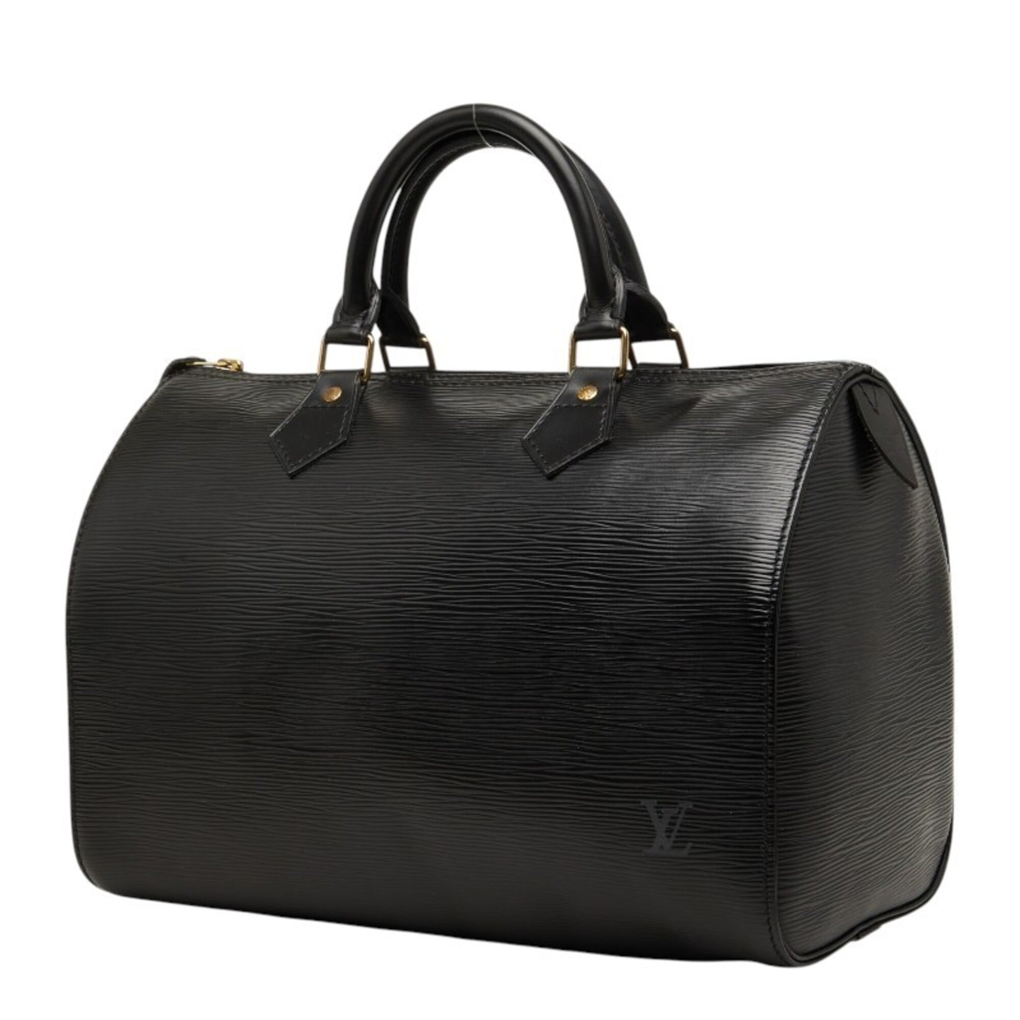 Louis Vuitton Black Noir Leather Boston Bag Handbag (Pre-Owned)