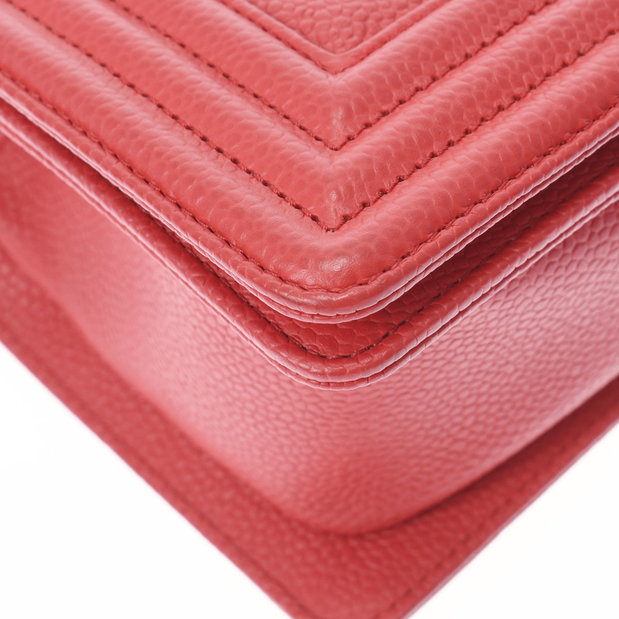 Chanel Red Color Caviar Leather Shoulder Bag (Pre-Owned)