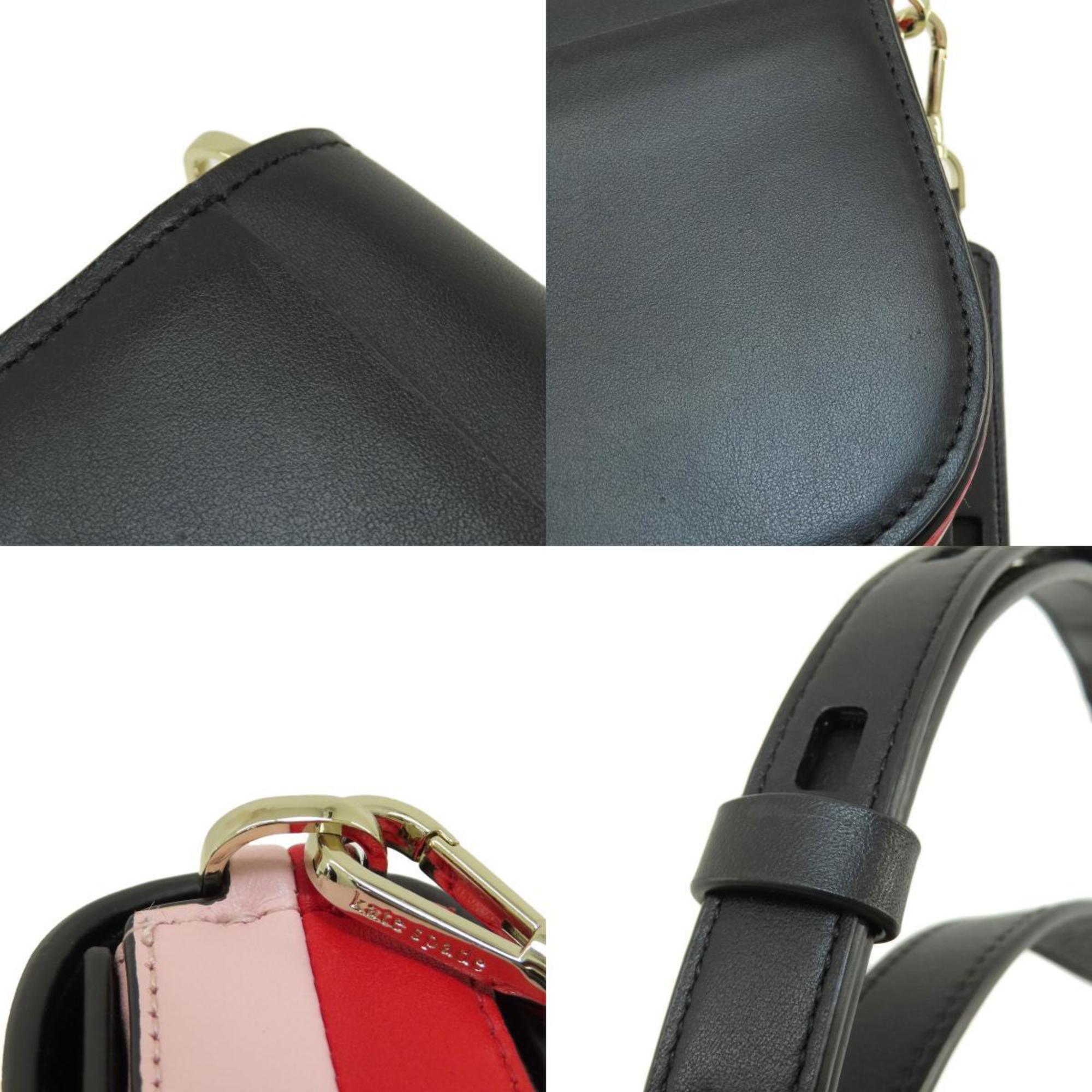 Kate Spade Black Pink Red Color Leather Shoulder Bag (Pre-Owned)