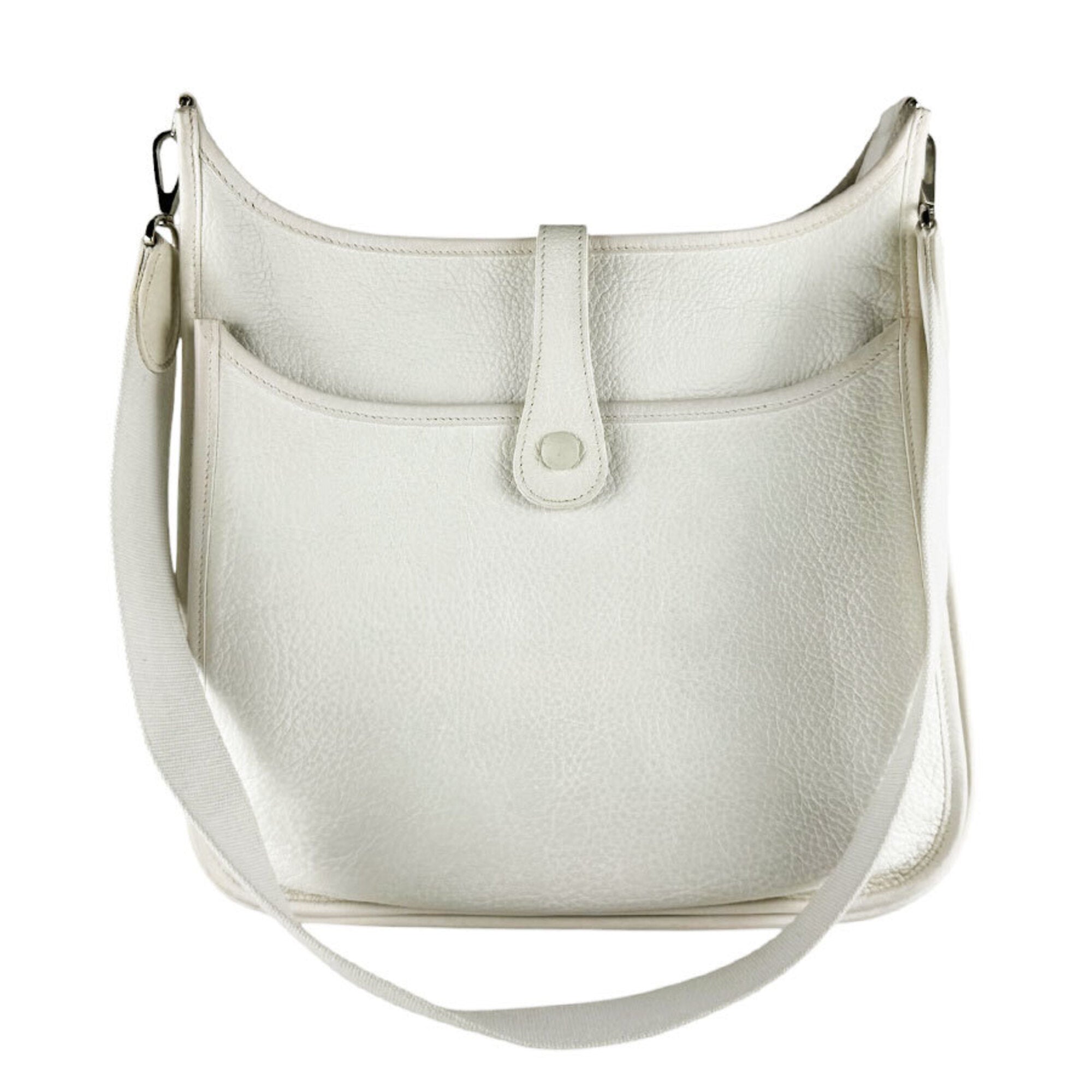 Hermes White Taurillon Clemence Leather Shoulder Bag (Pre-Owned)