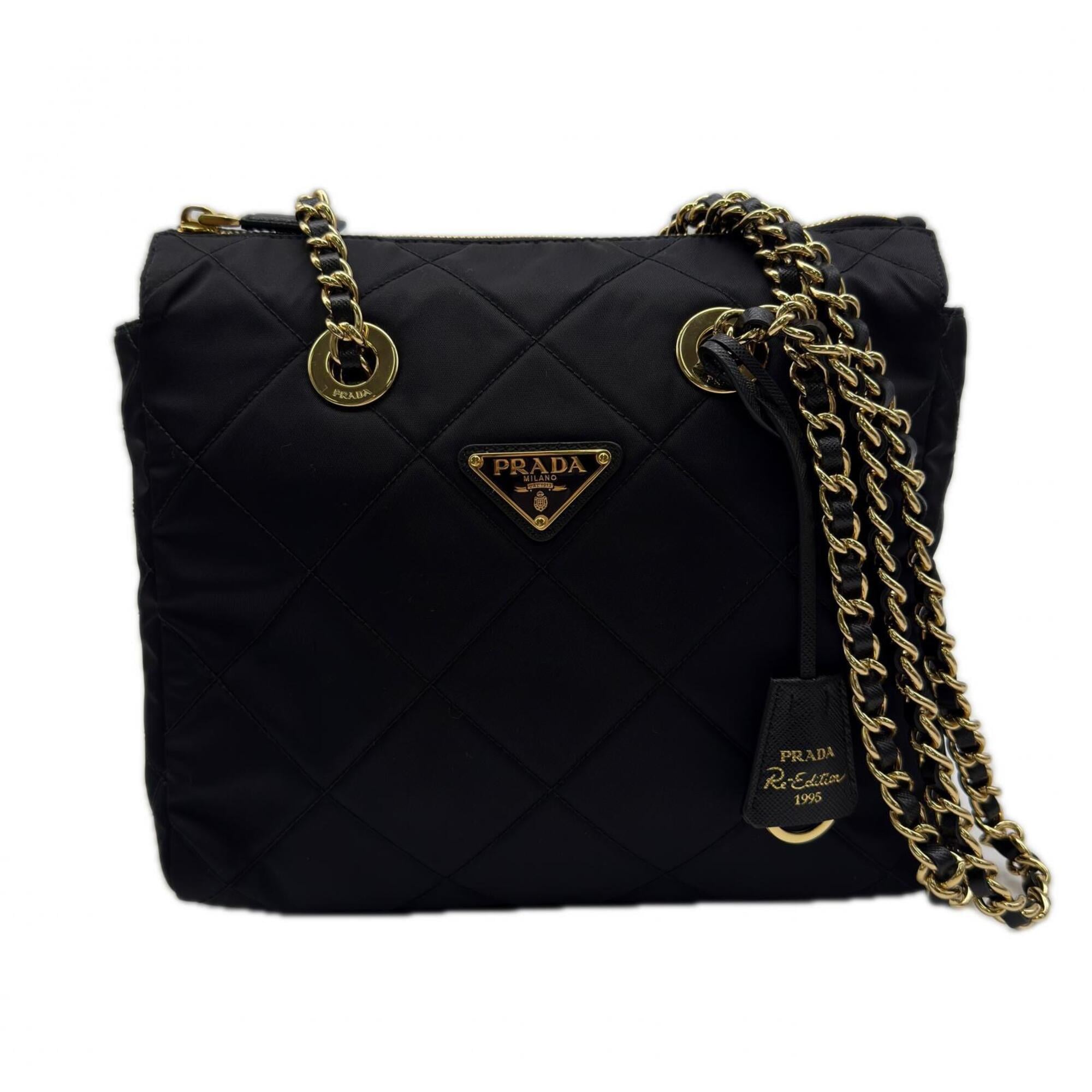 Prada Saffiano Black Nero Nylon Saffiano Shoulder Bag (Pre-Owned)