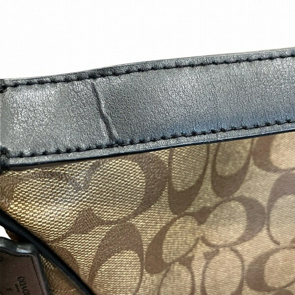 Coach Black Brown Signature Line Pvc Fanny Pack (Pre-Owned)