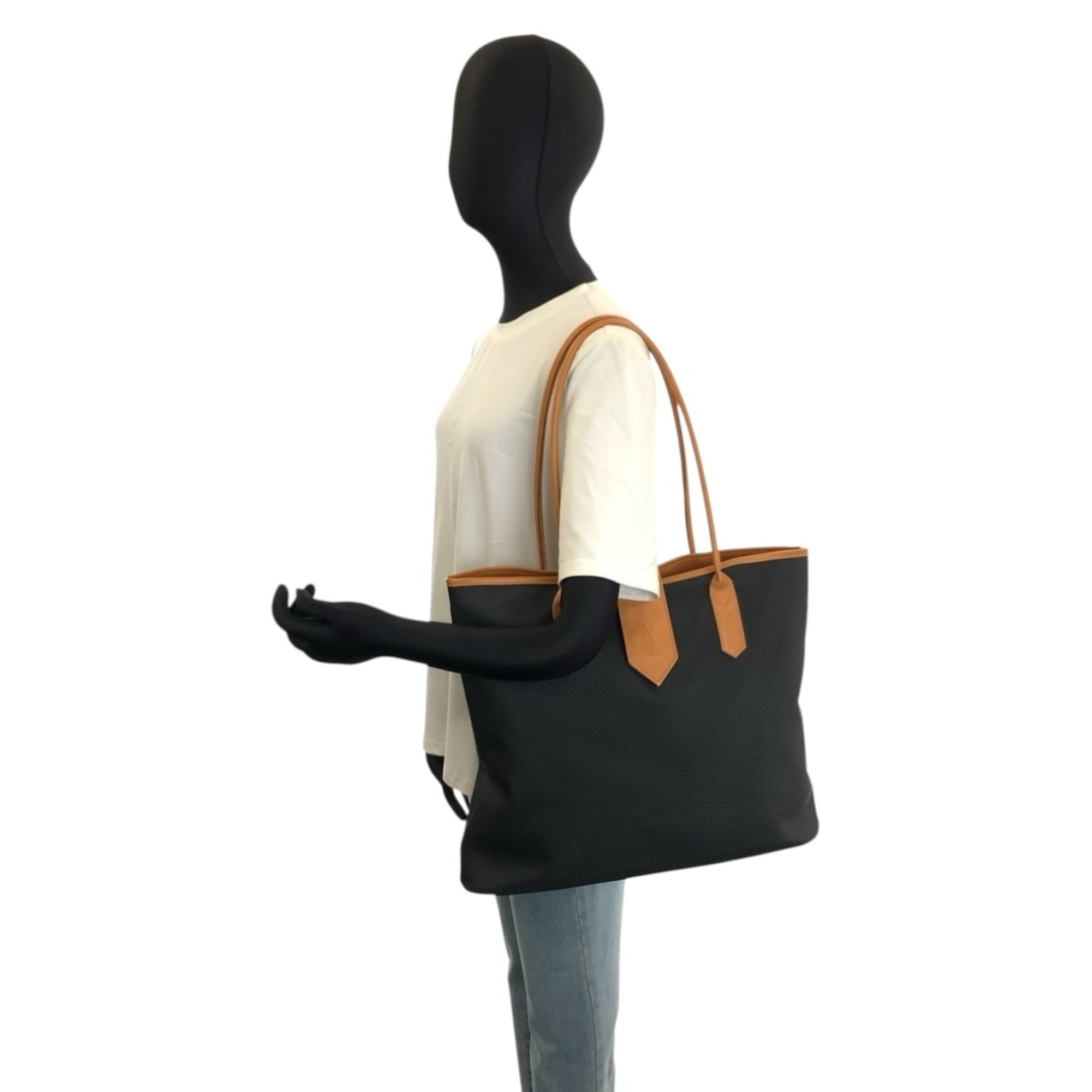 Yves Saint Laurent Black Brown Pvc Shoulder Bag Tote Bag (Pre-Owned)
