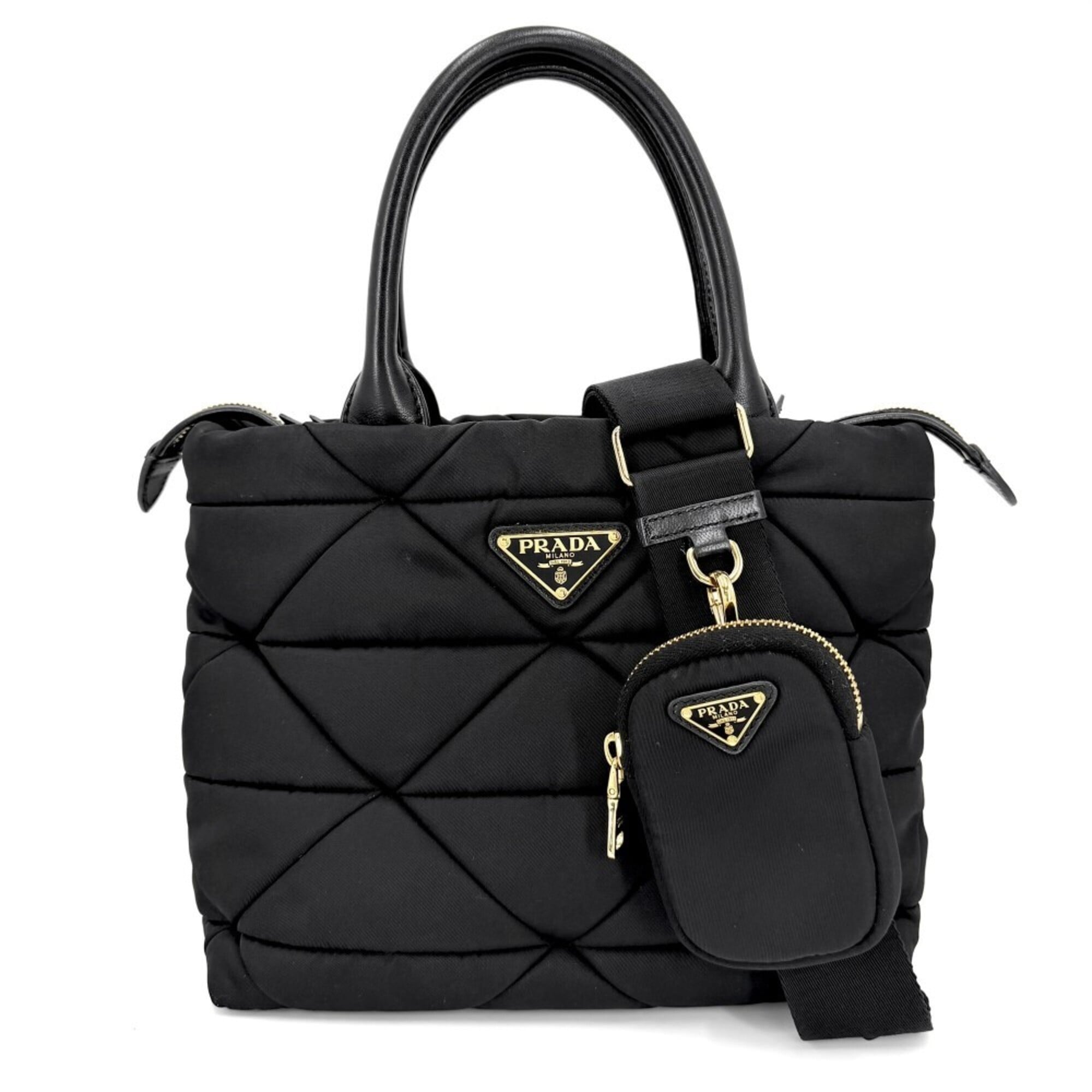 Prada Black Nylon Handbag Pouch Shoulder Bag Tote Bag (Pre-Owned)