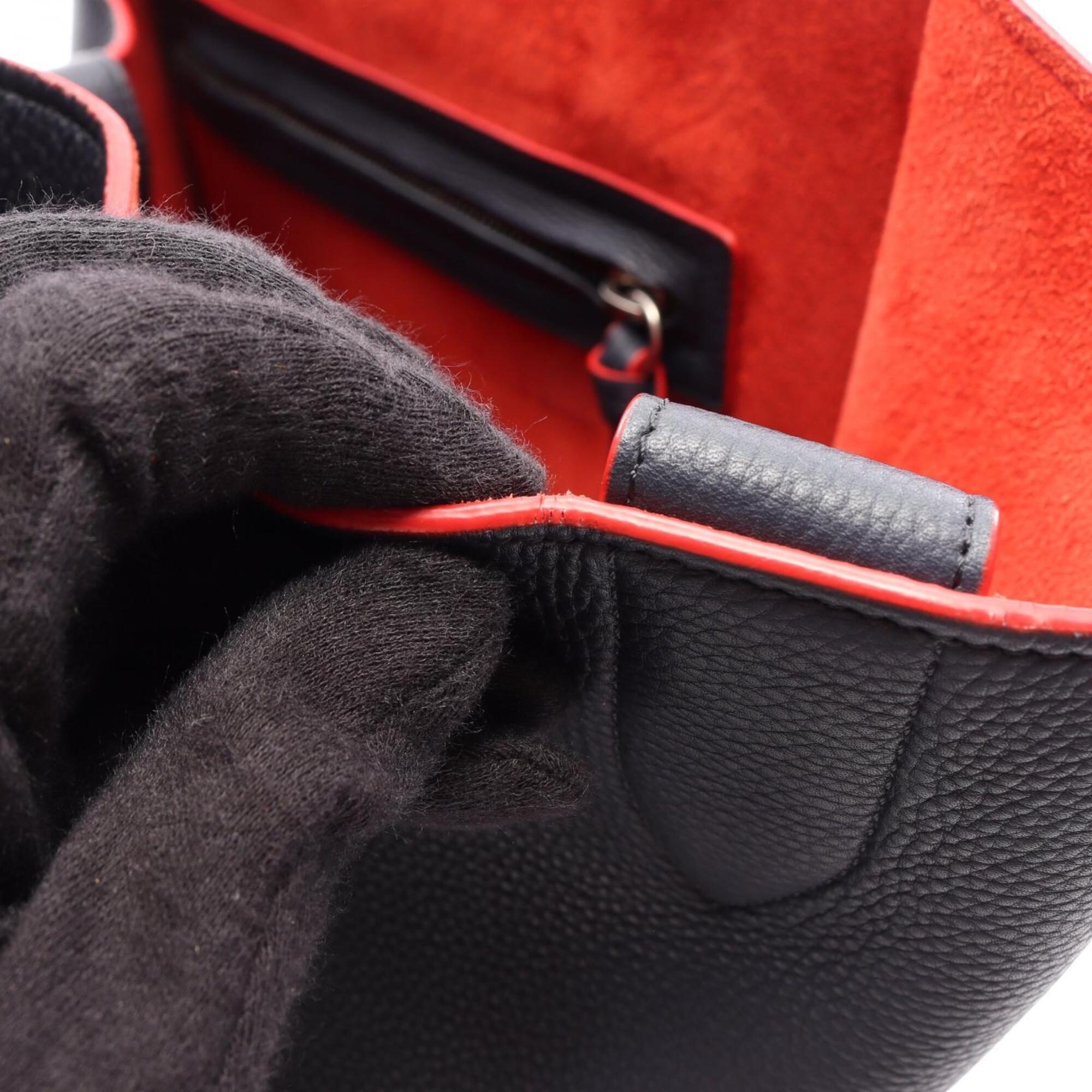 Celine Navy Red Color Leather Handbag Tote Bag (Pre-Owned)