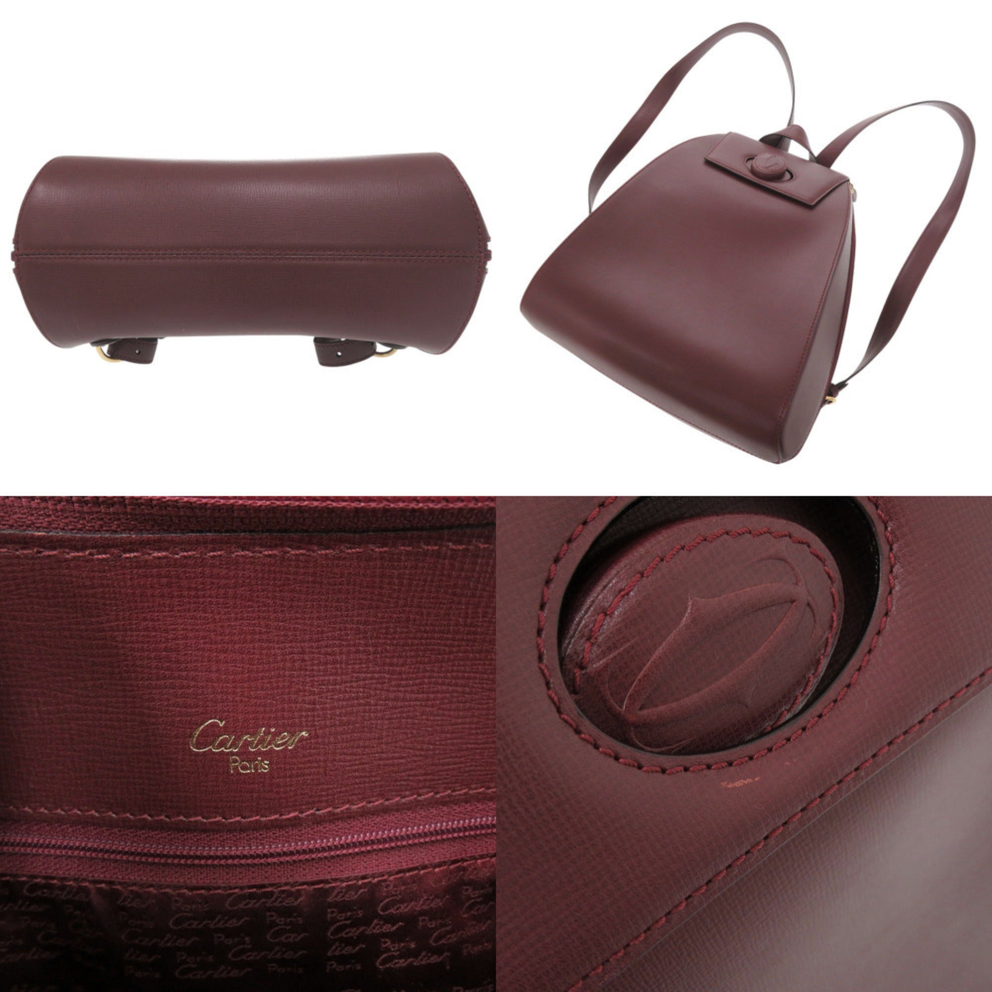 Cartier Bordeaux Leather Backpack (Pre-Owned)