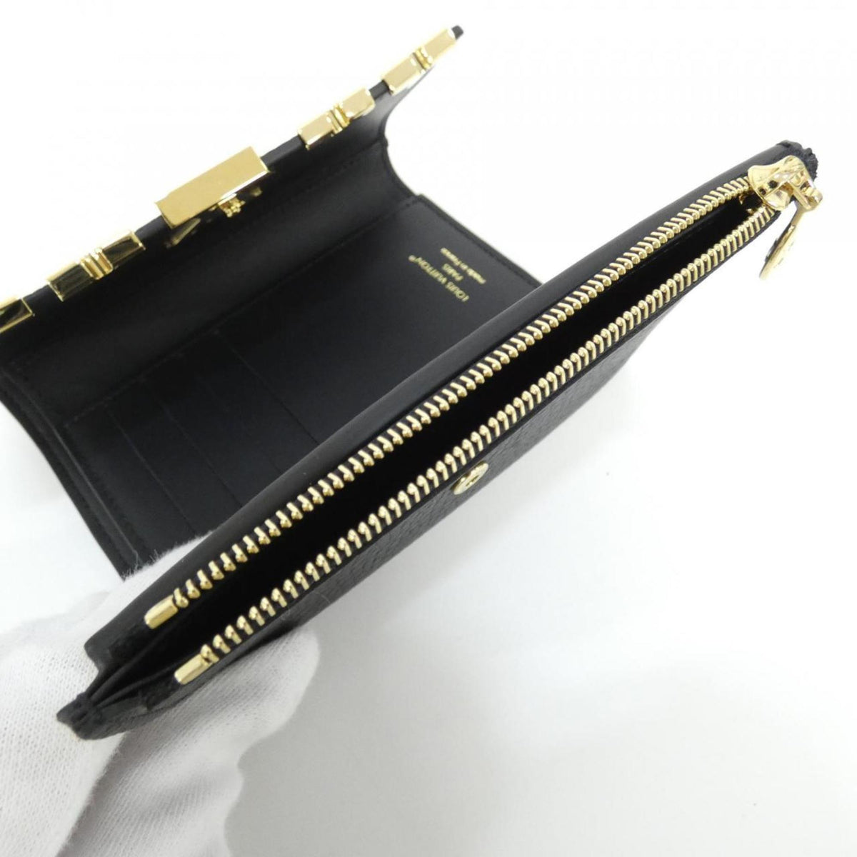 Louis Vuitton Black Leather Wallet (Tri-Fold) (Pre-Owned)