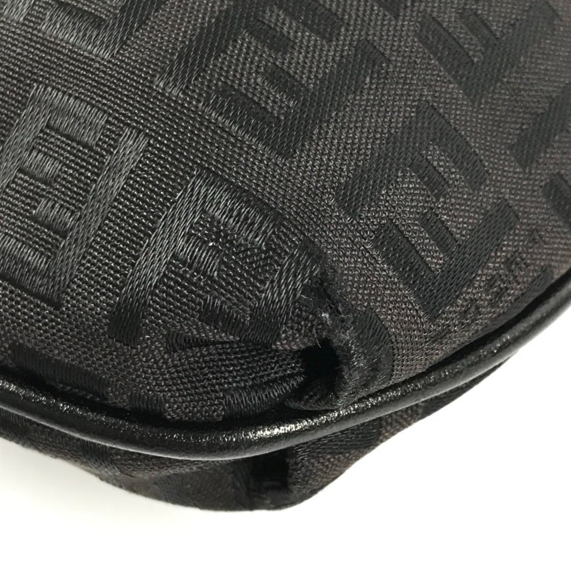 Fendi Black Zucchino Leather Canvas Pochette Shoulder Bag (Pre-Owned)