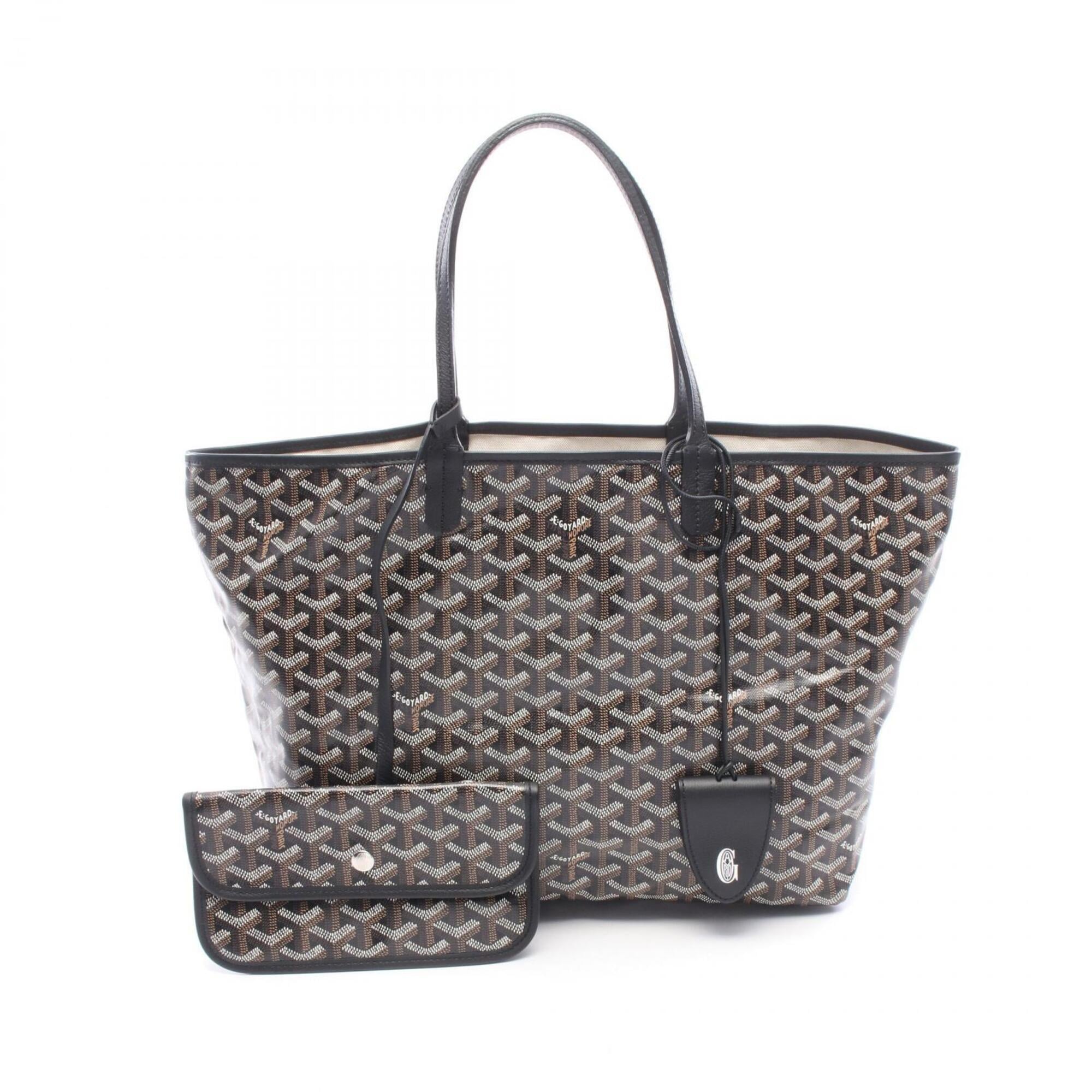 Goyard Black Brown White Coated Canvas Leather Handbag Tote Bag (Pre-Owned)