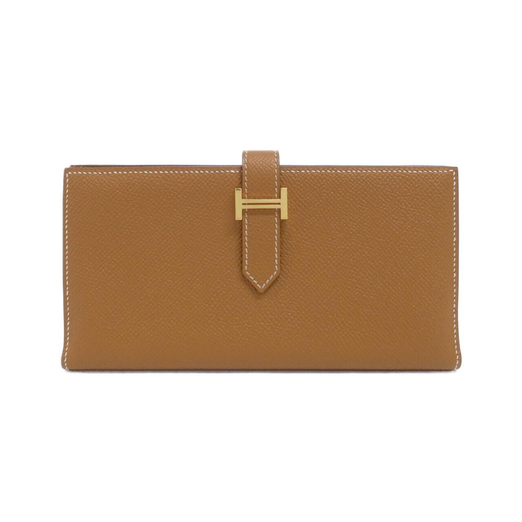 Hermes Gold Brown Epsom Leather Long Wallet (Bi-Fold) (Pre-Owned)