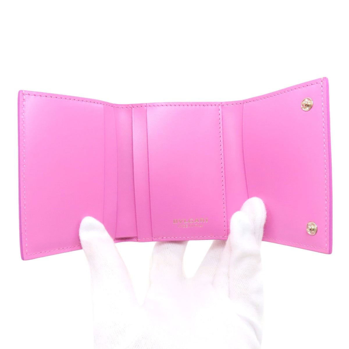 Bvlgari Pink Yellow Leather Wallet (Bi-Fold) (Pre-Owned)