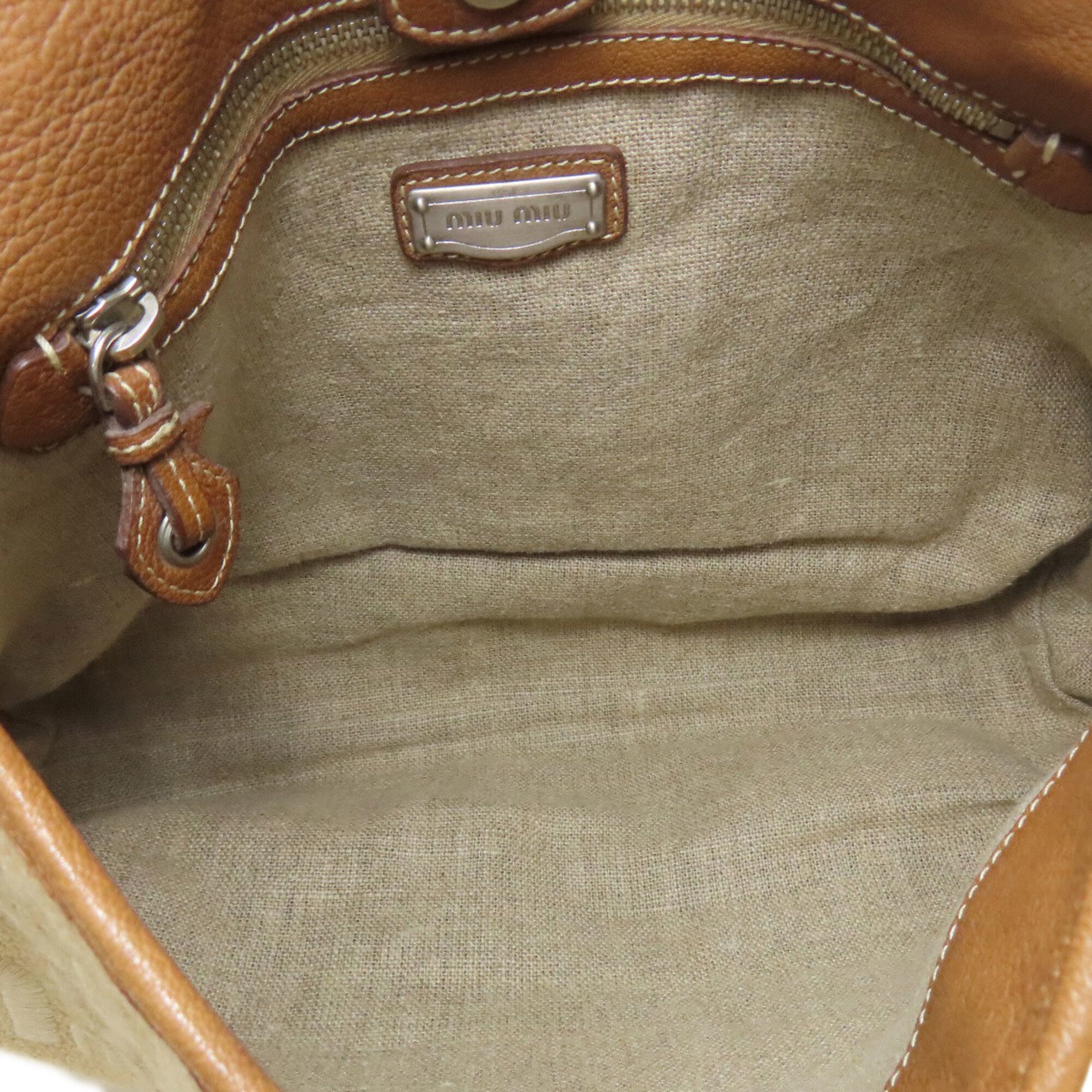 Miu Miu Brown Canvas Shoulder Bag (Pre-Owned)