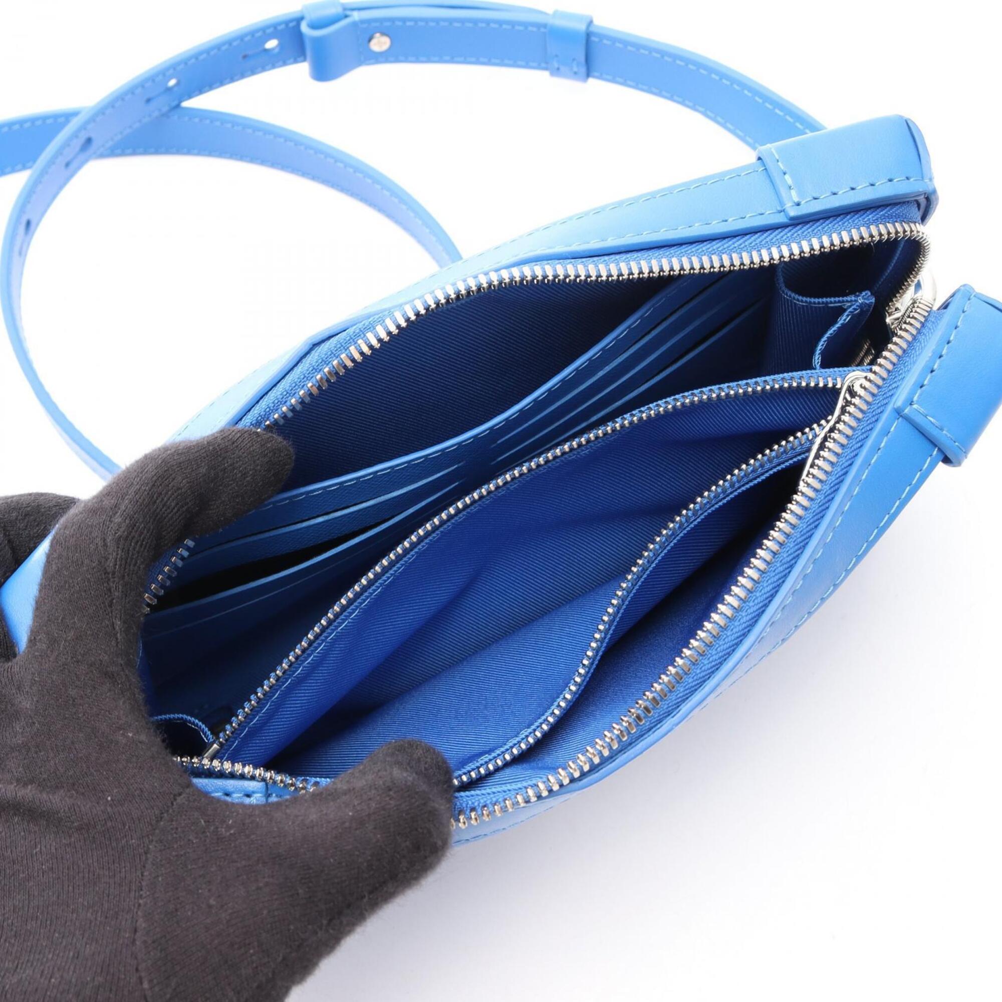 Louis Vuitton Blue White Coated Canvas Leather Handbag Shoulder Bag (Pre-Owned)