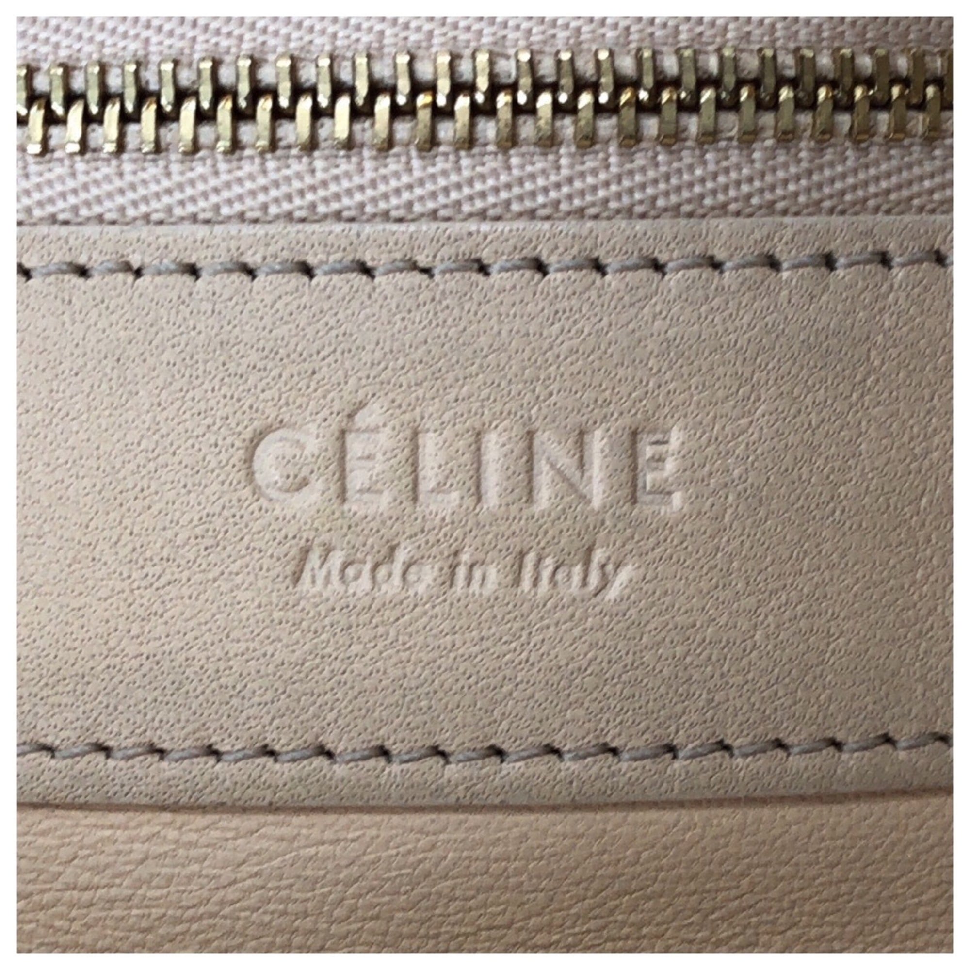 Celine Beige Black Leather Shoulder Bag Tote Bag (Pre-Owned)