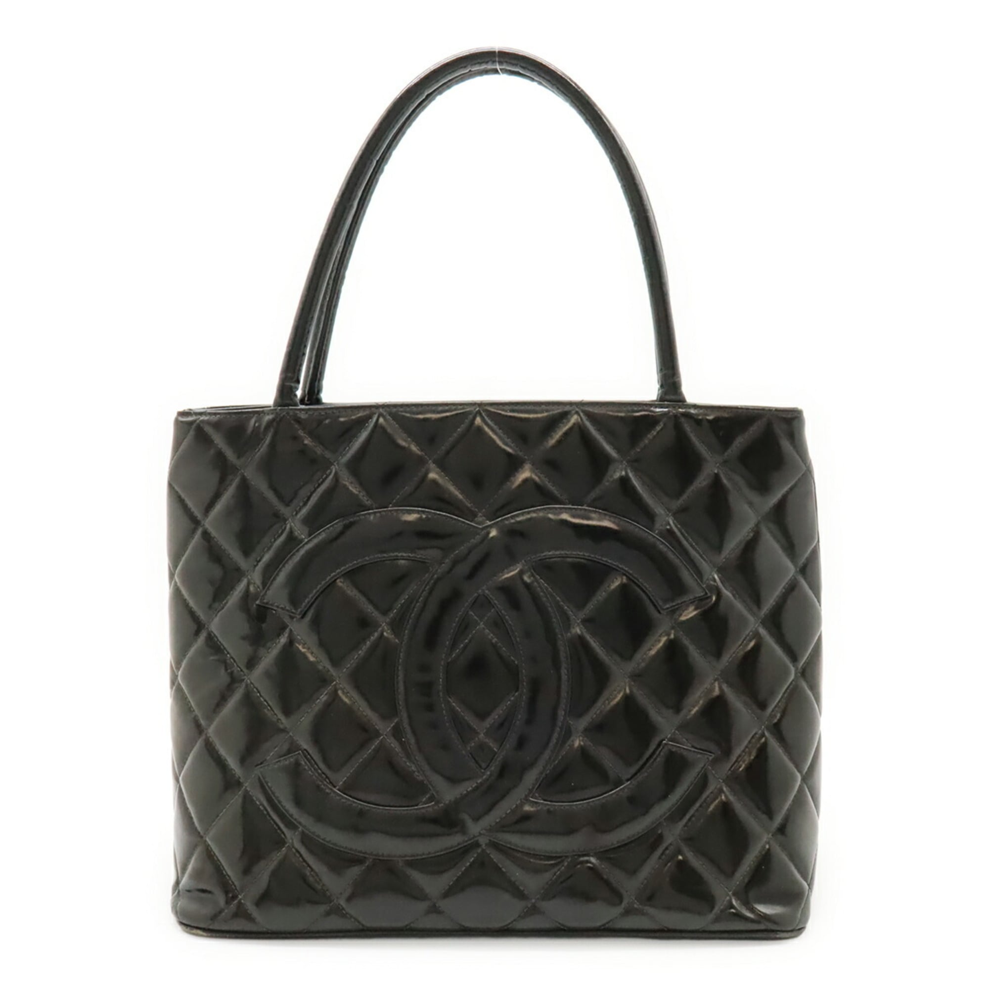 Chanel Black Patent Leather Shoulder Bag Tote Bag (Pre-Owned)