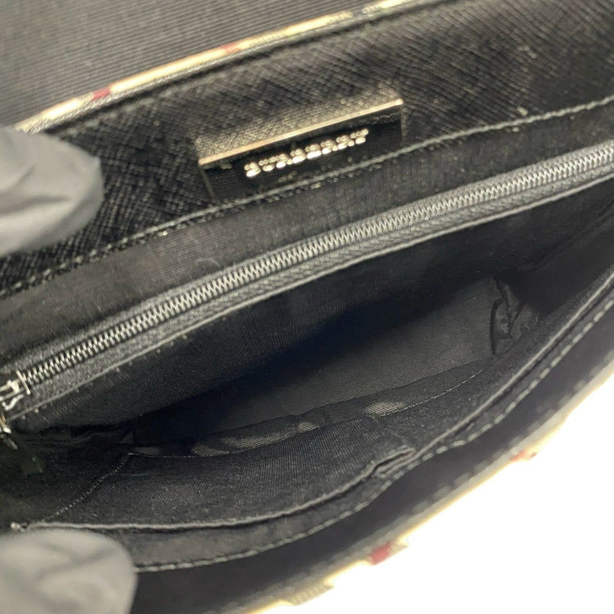 Burberry Beige Black Canvas Leather Pochette Shoulder Bag (Pre-Owned)