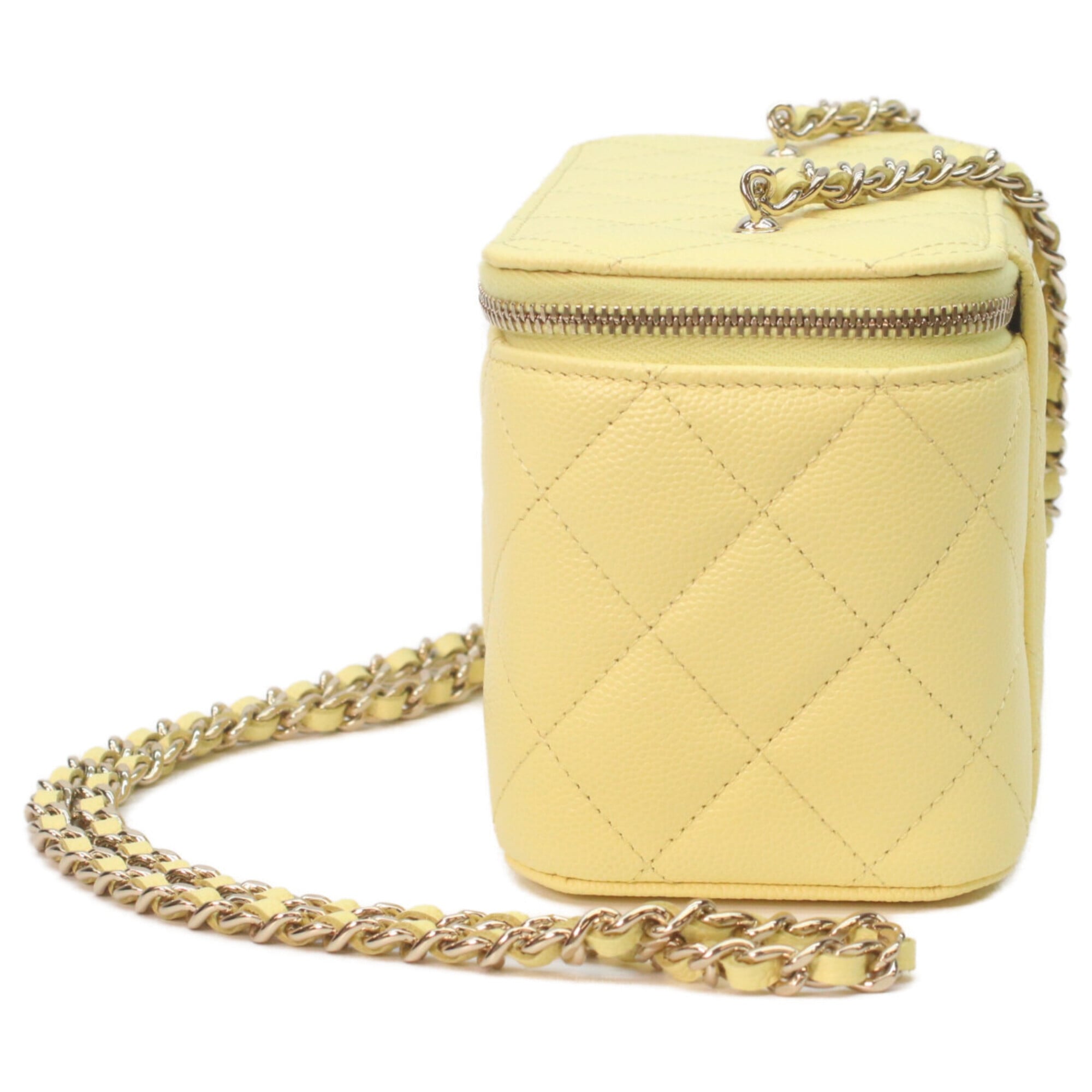 Chanel Matelasse Yellow Grained Calfskin Shoulder Bag (Pre-Owned)