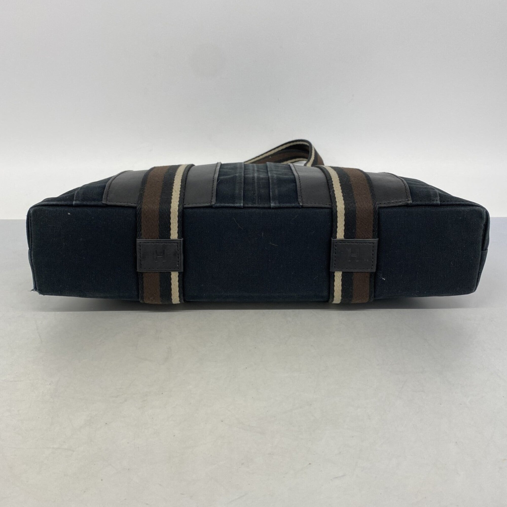 Hermes Black Brown Canvas Tote Bag (Pre-Owned)
