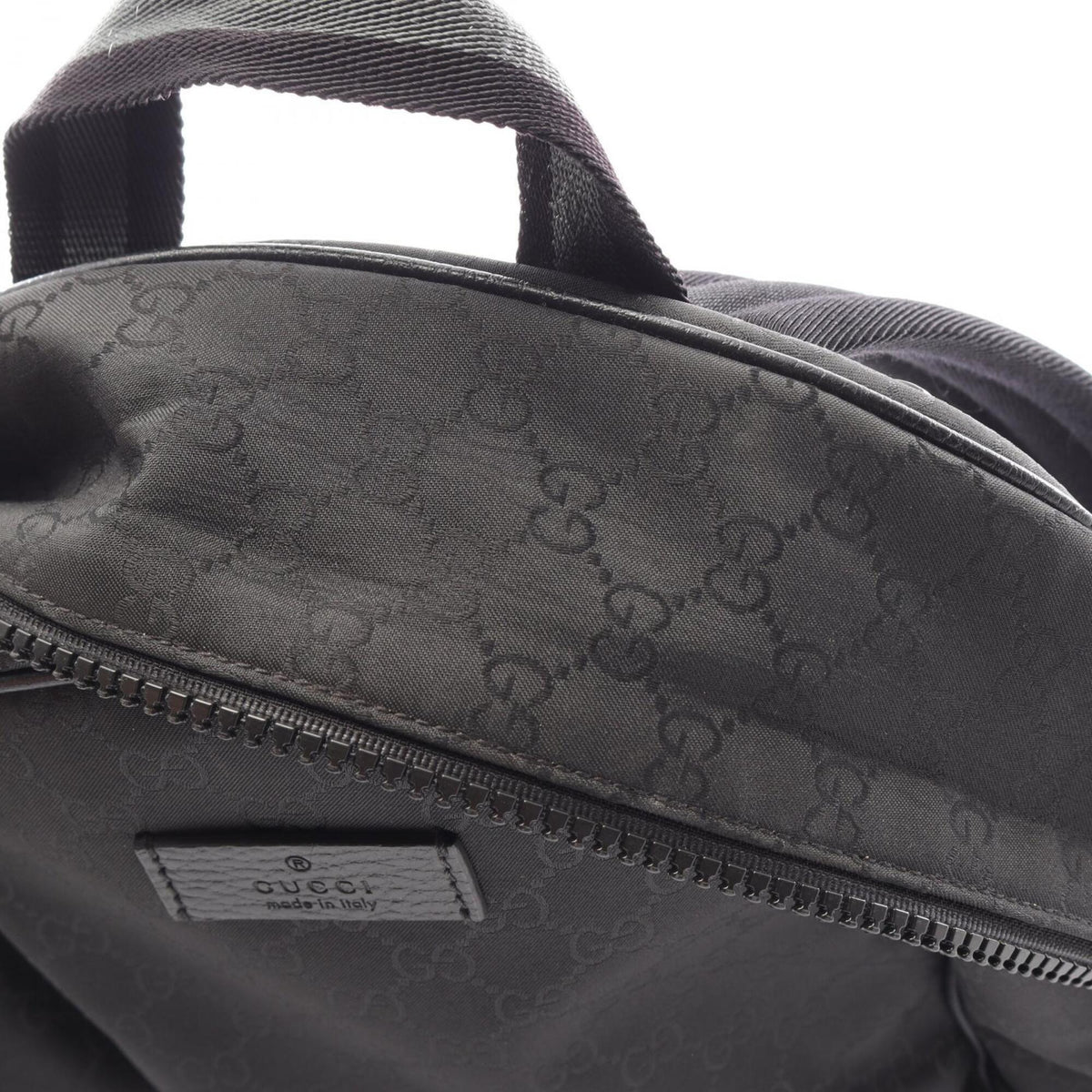 Gucci Black Gray Nylon Leather Backpack Handbag (Pre-Owned)