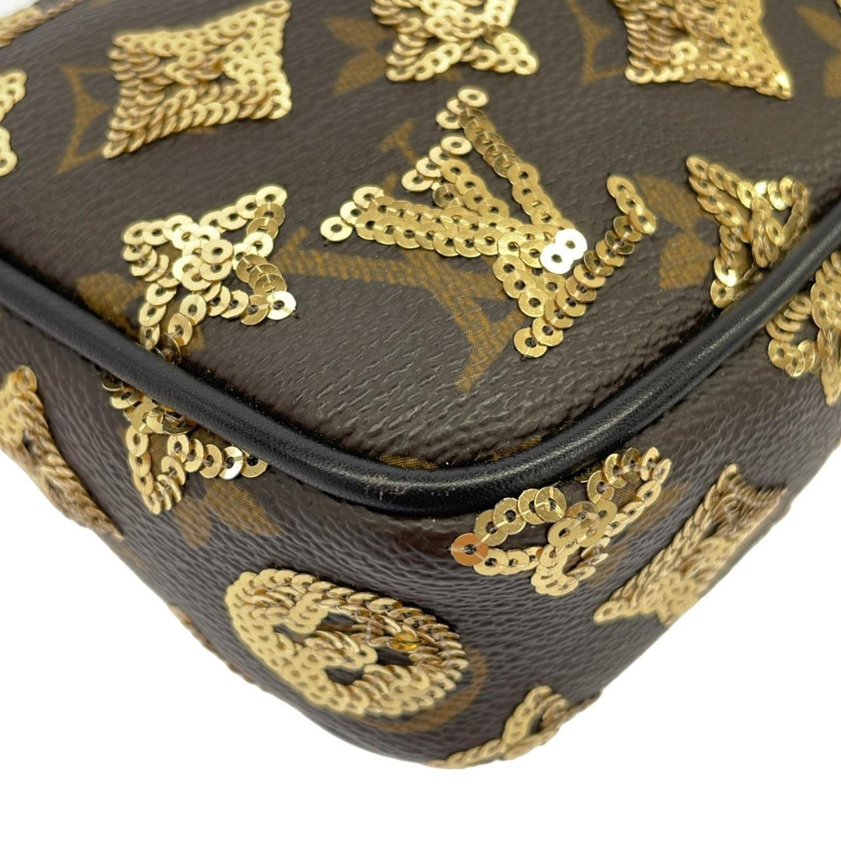 Louis Vuitton Gold Coated Canvas Spangles Pochette Pouch (Pre-Owned)