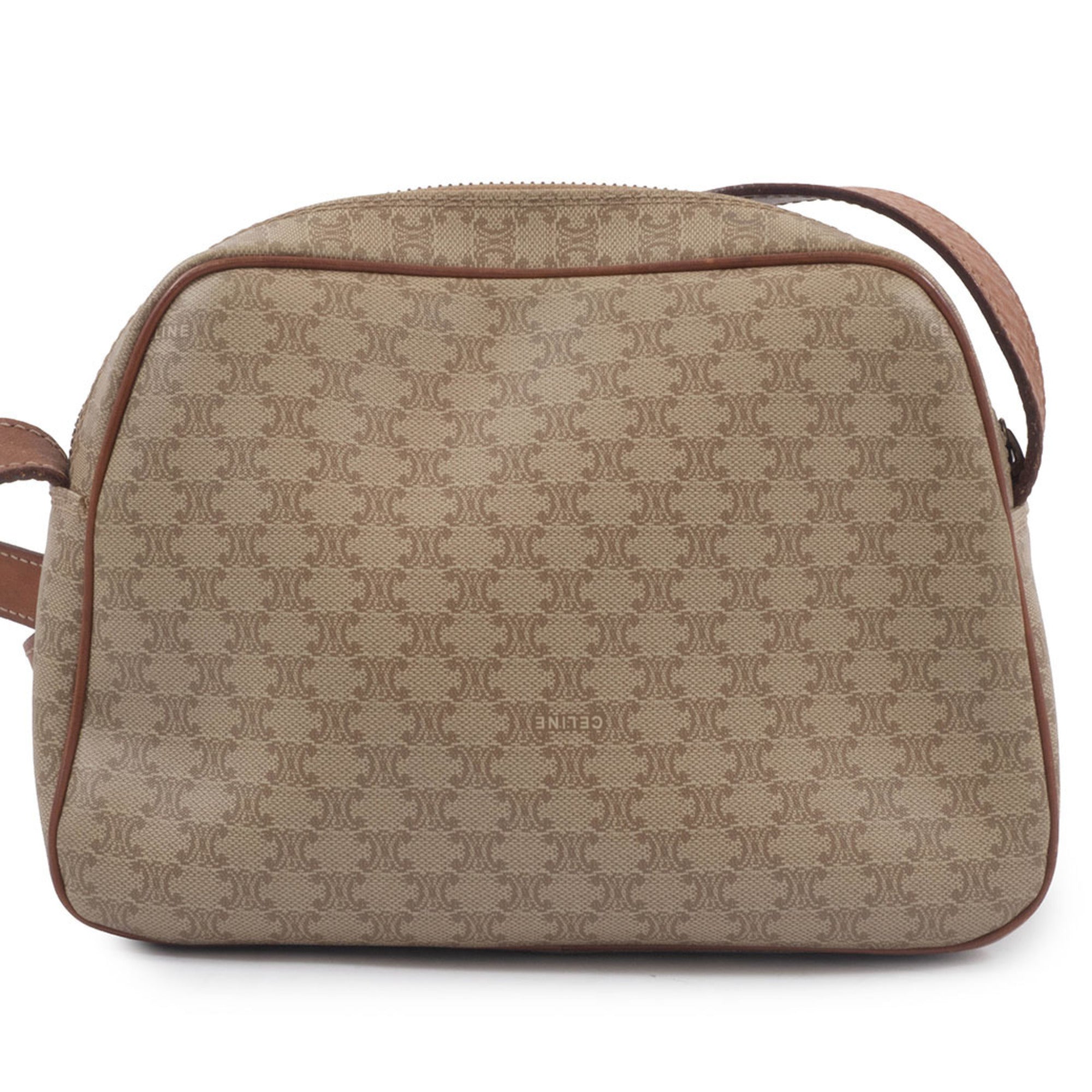 Celine Macadam Beige Brown Leather Pvc Shoulder Bag (Pre-Owned)
