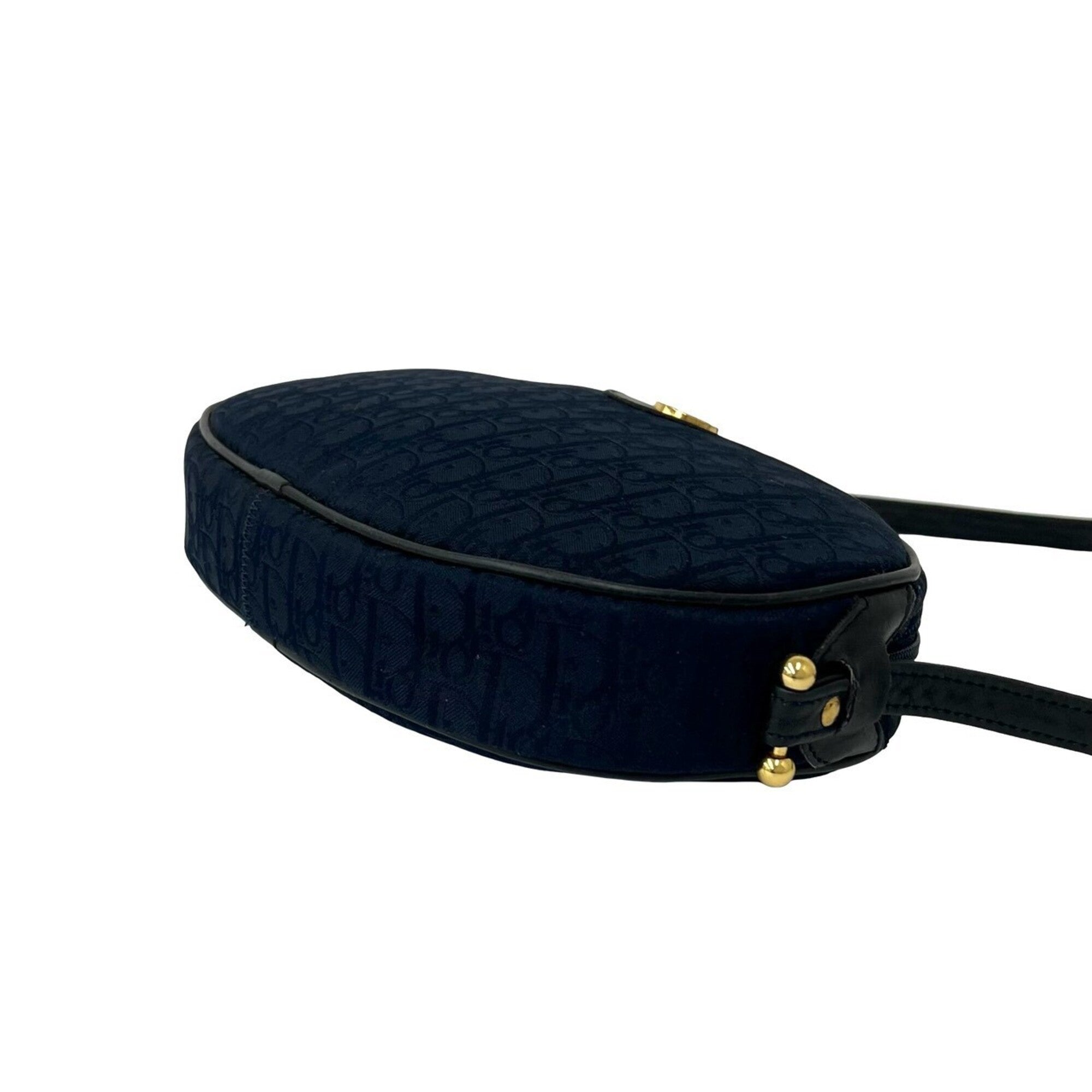 Christian Dior Navy Canvas Leather Pochette Shoulder Bag (Pre-Owned)