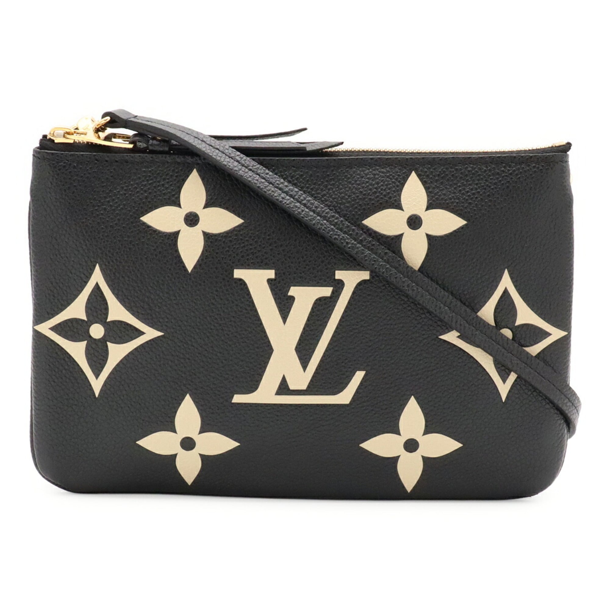 Louis Vuitton Beige Black Monogram Empreinte Leather Clutch Bag Pochette Pouch Shoulder Bag (Pre-Owned)