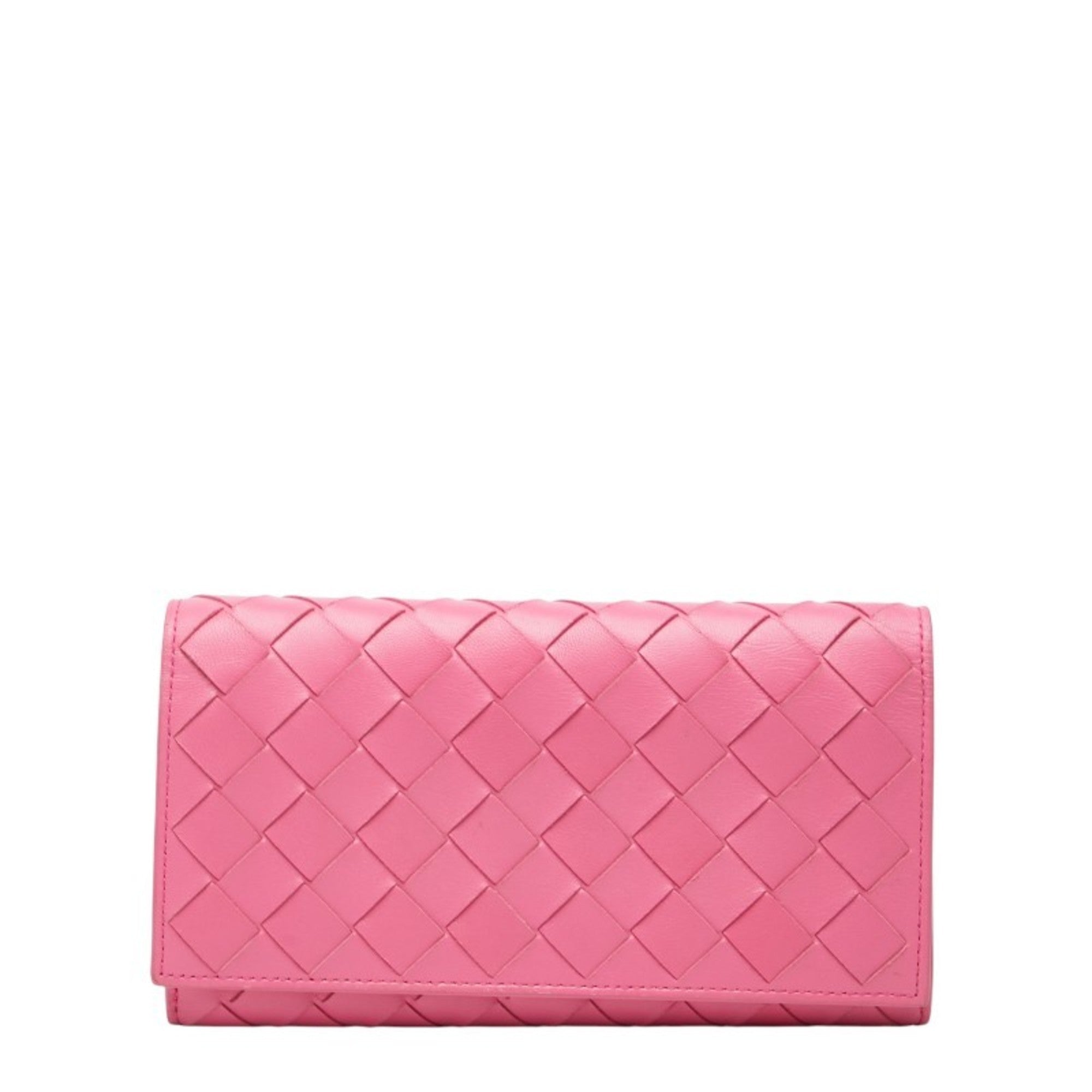 Bottega Veneta Pink Leather Long Wallet (Bi-Fold) (Pre-Owned)