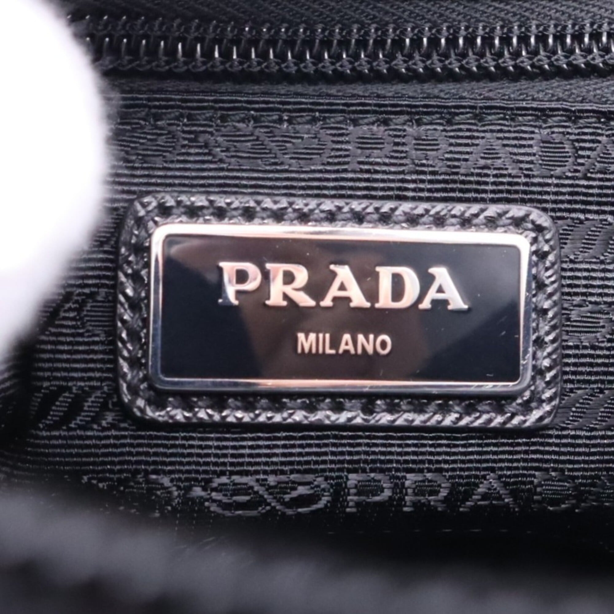 Prada Saffiano Black Nylon Shoulder Bag (Pre-Owned)