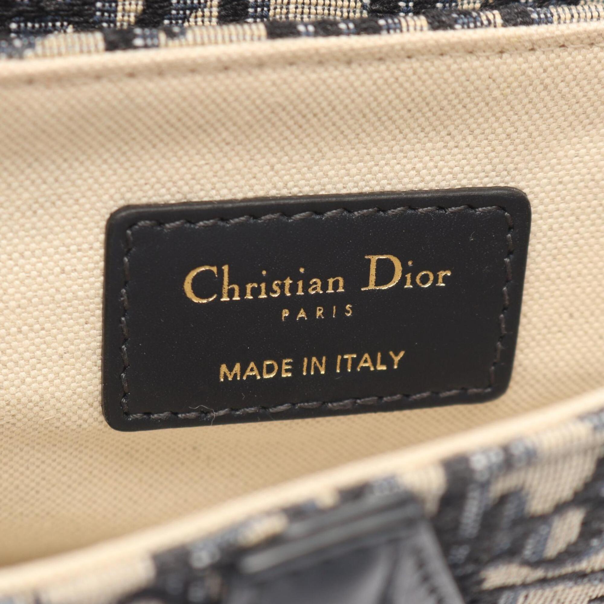 Christian Dior Beige Navy Canvas Leather Handbag Saddle Bag (Pre-Owned)
