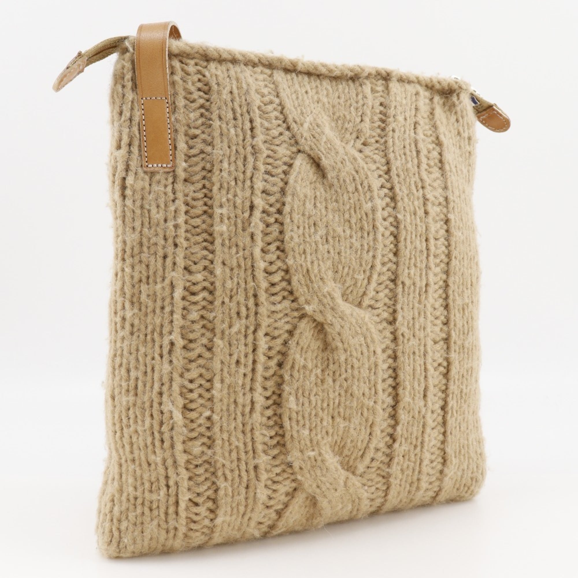 Burberry Blue Label Beige Wool Shoulder Bag (Pre-Owned)