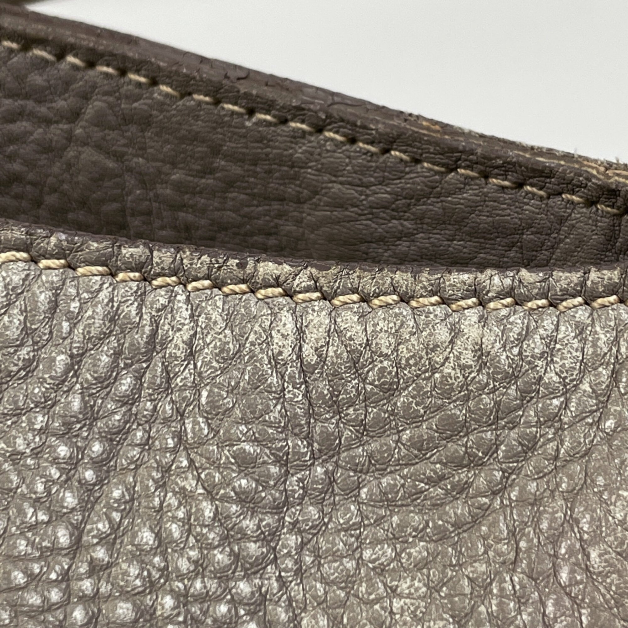 Prada Gray Leather Shoulder Bag (Pre-Owned)